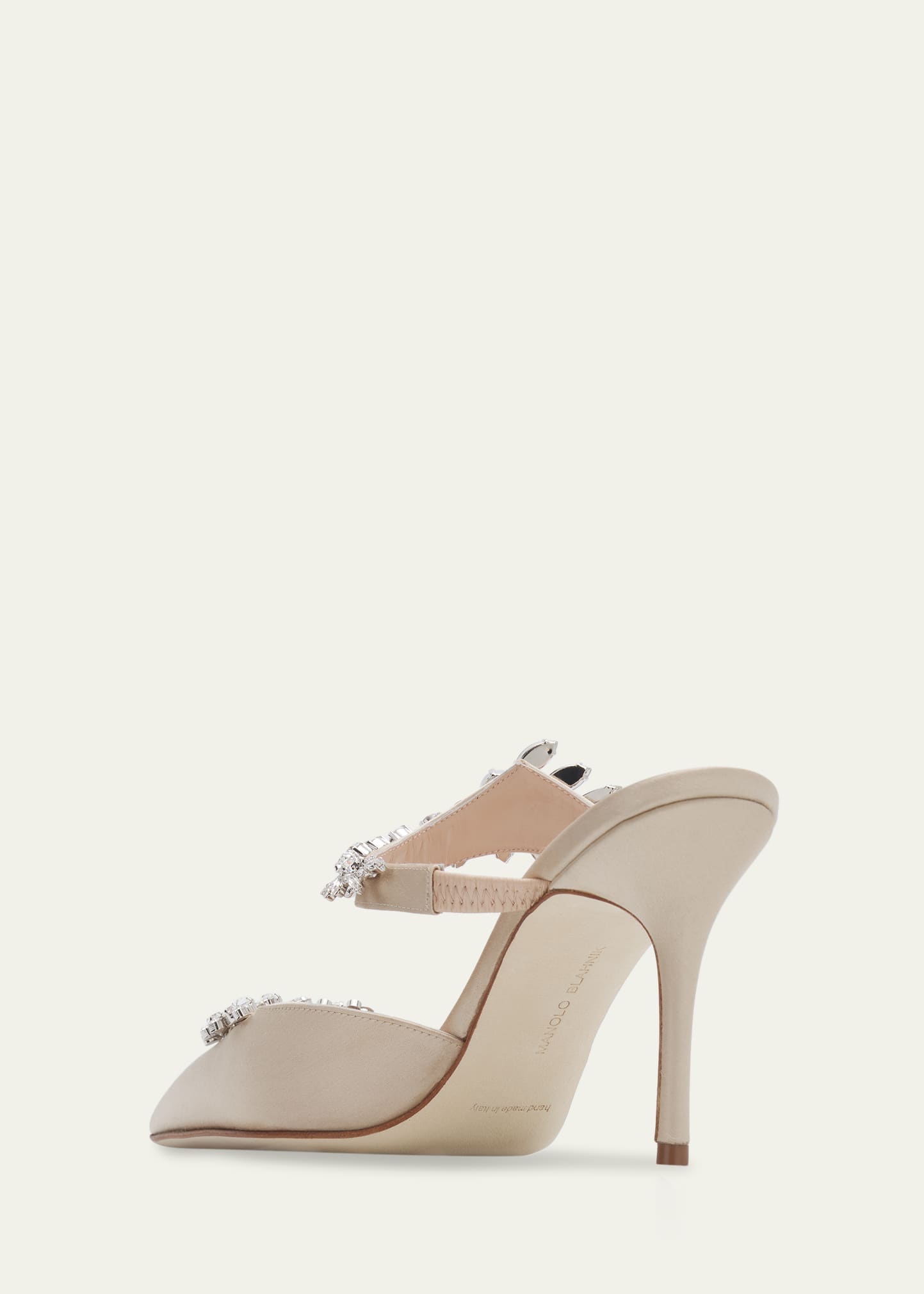 Manolo Blahnik 90mm Lurum Embellished Satin Mule Pumps - Bergdorf