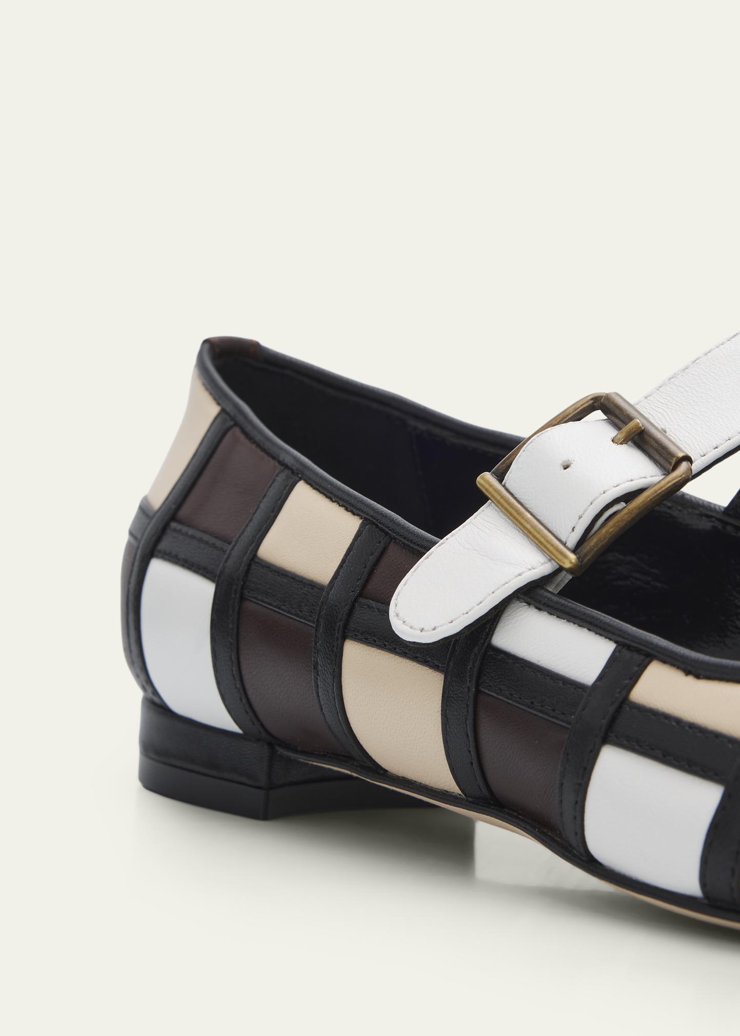 Manolo Blahnik Cucaya Patchwork Leather Ballerina Flats - Bergdorf