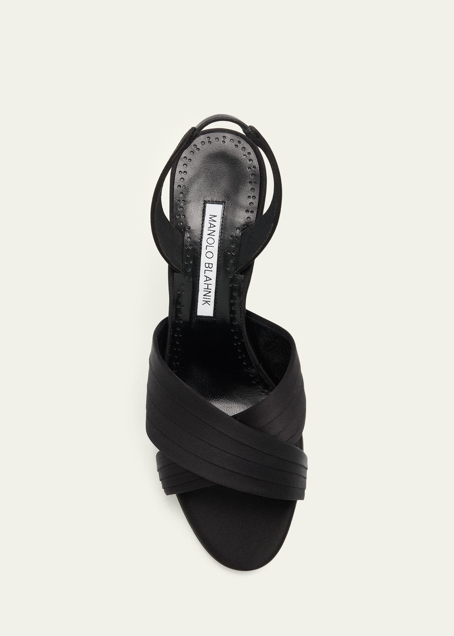 Manolo Blahnik 90mm Viera Satin Sandals - Bergdorf Goodman
