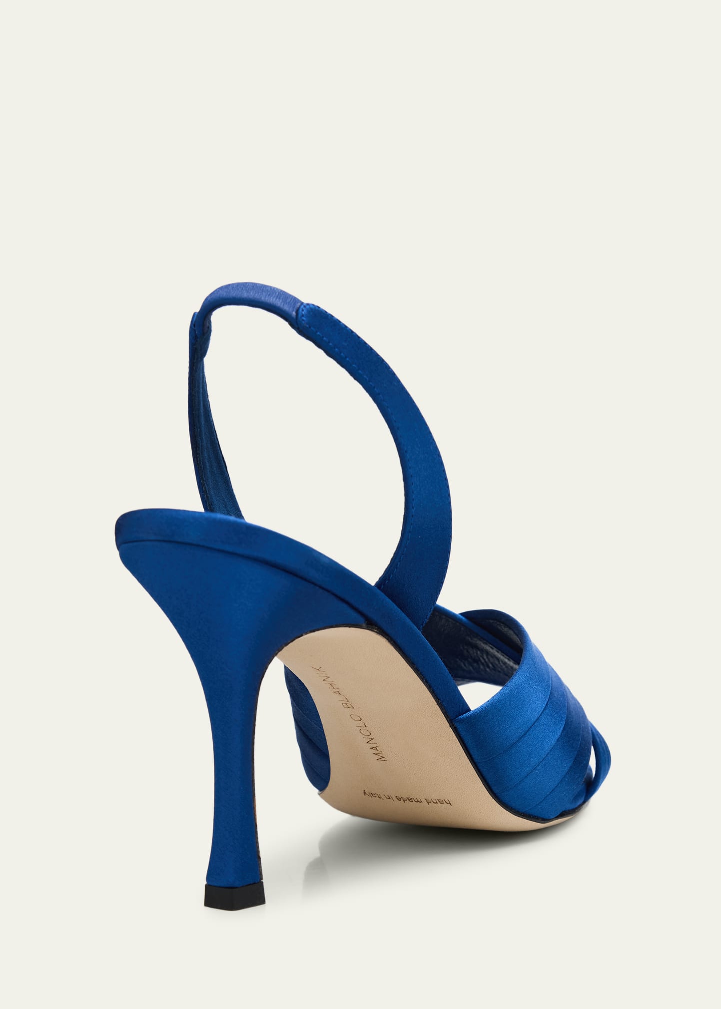 Manolo Blahnik 90mm Vierasan Pleated Satin Sandals - Bergdorf Goodman