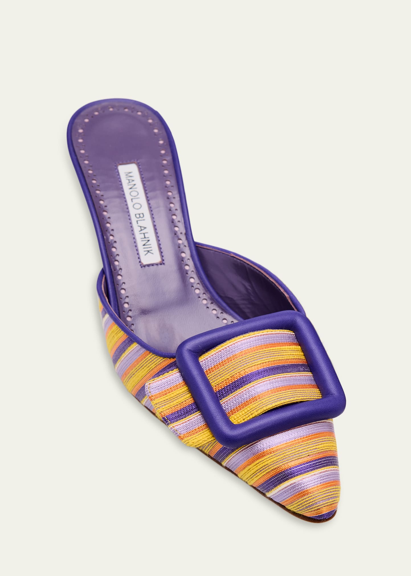 Manolo Blahnik 50mm Maysalebi Striped Mule Pumps - Bergdorf Goodman