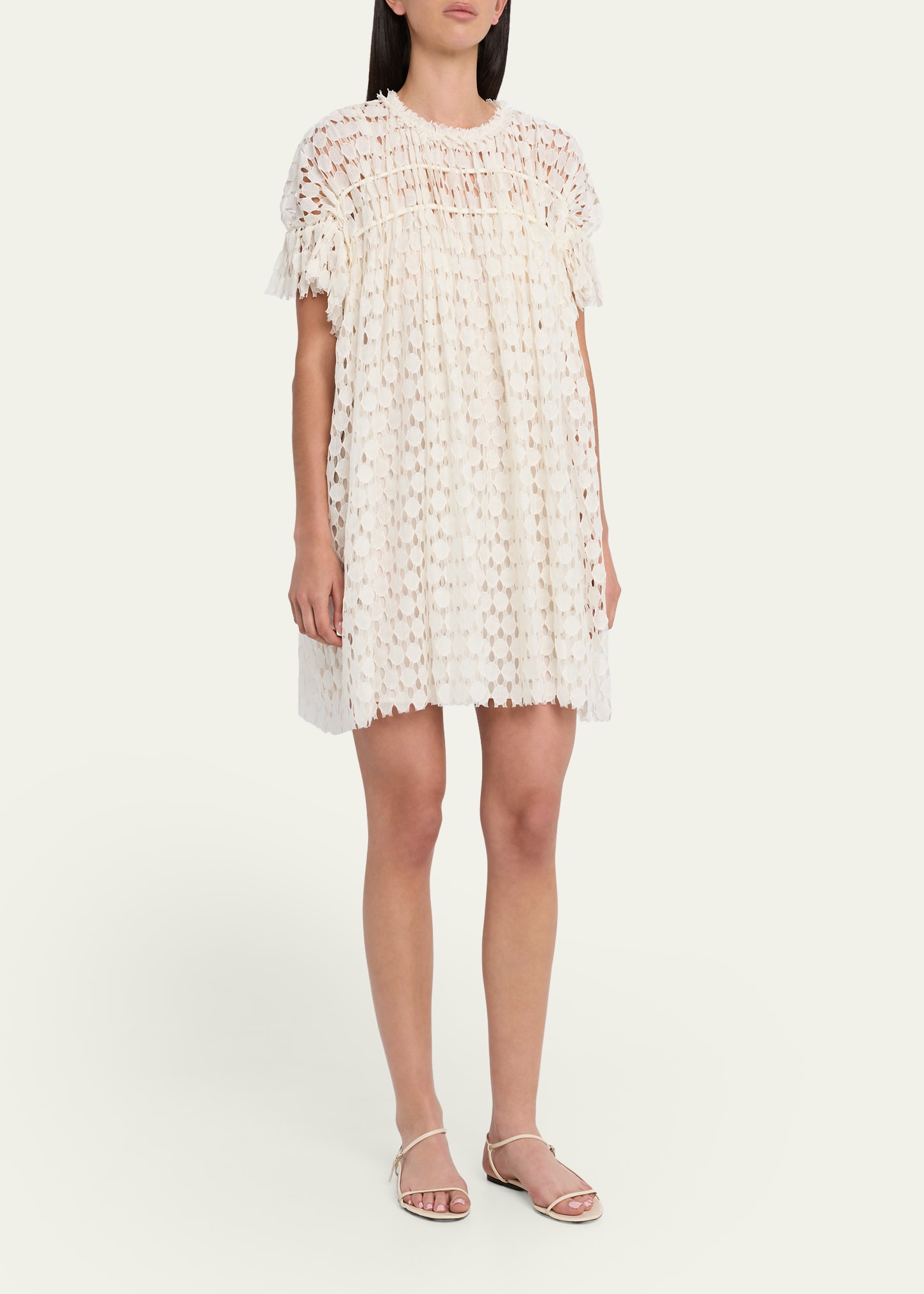 Ulla Johnson - Layla Lace Mini Dress in Chalk 4