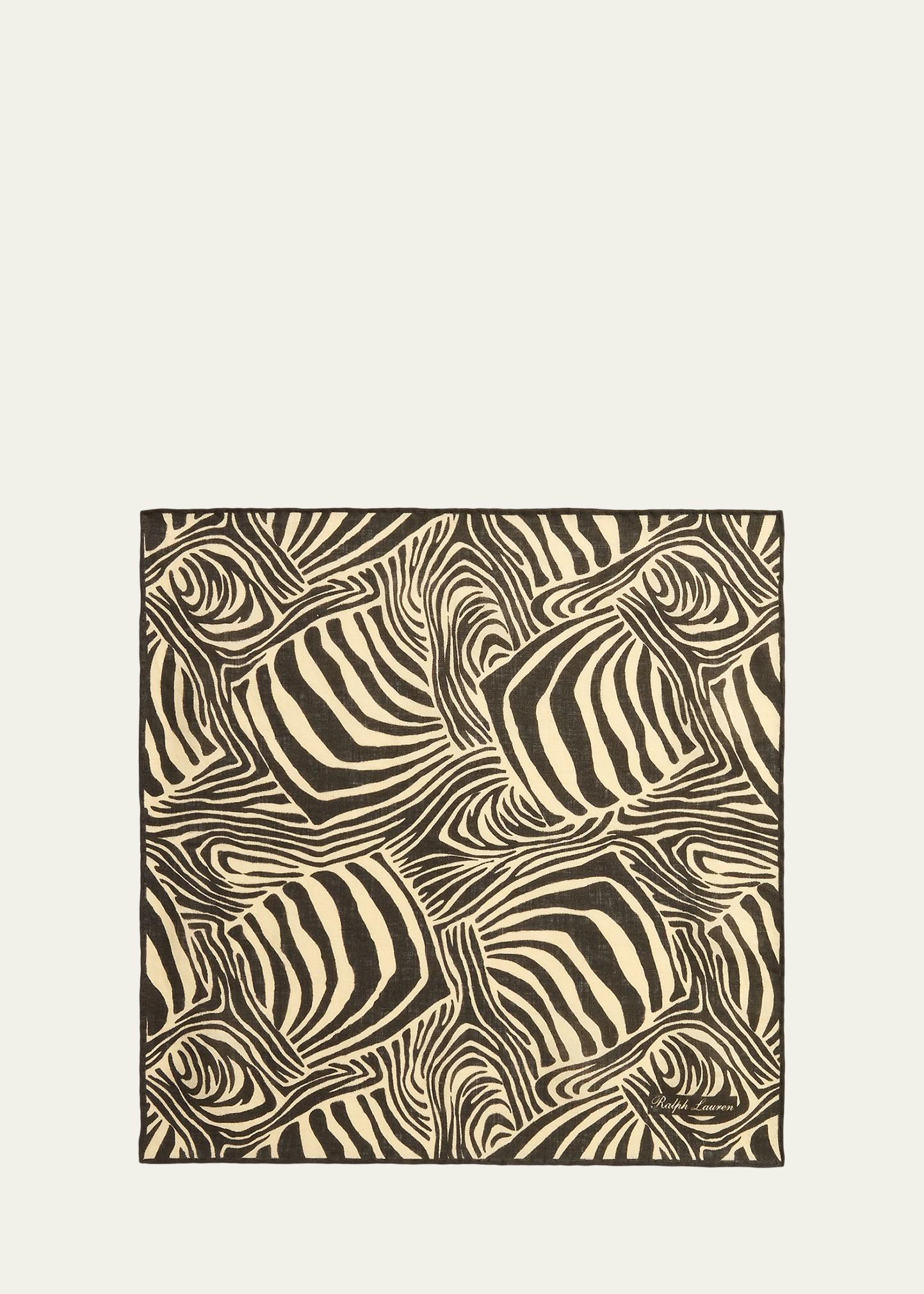 Ralph Lauren Purple Label Zebra-Print Linen Pocket Square