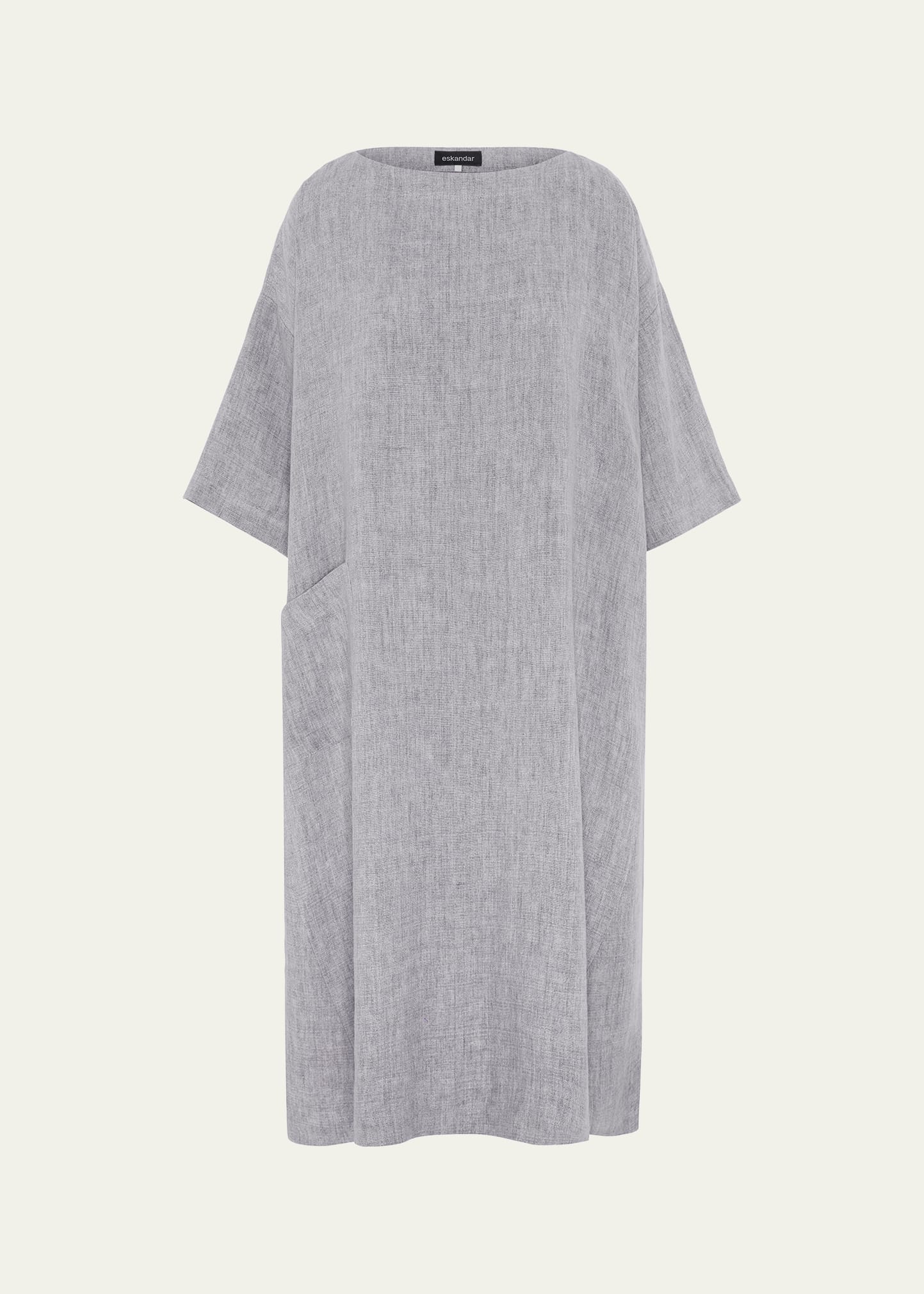 Eskandar Heavyweight Delave Linen Angle-To-Front Side Seam Scoop