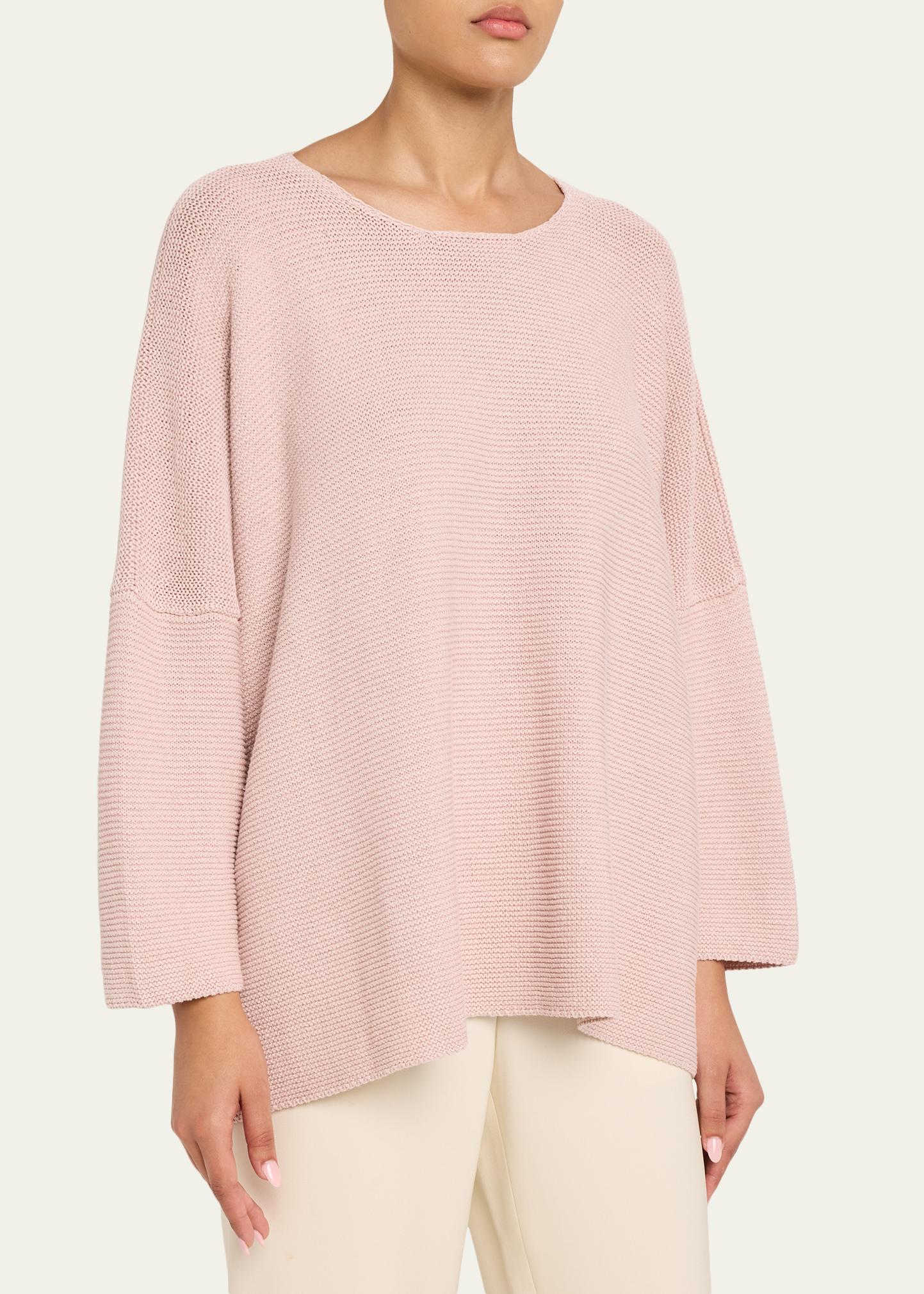 Eskandar Linen-Cotton Bateau Neck Sweater - Mid Plus Length