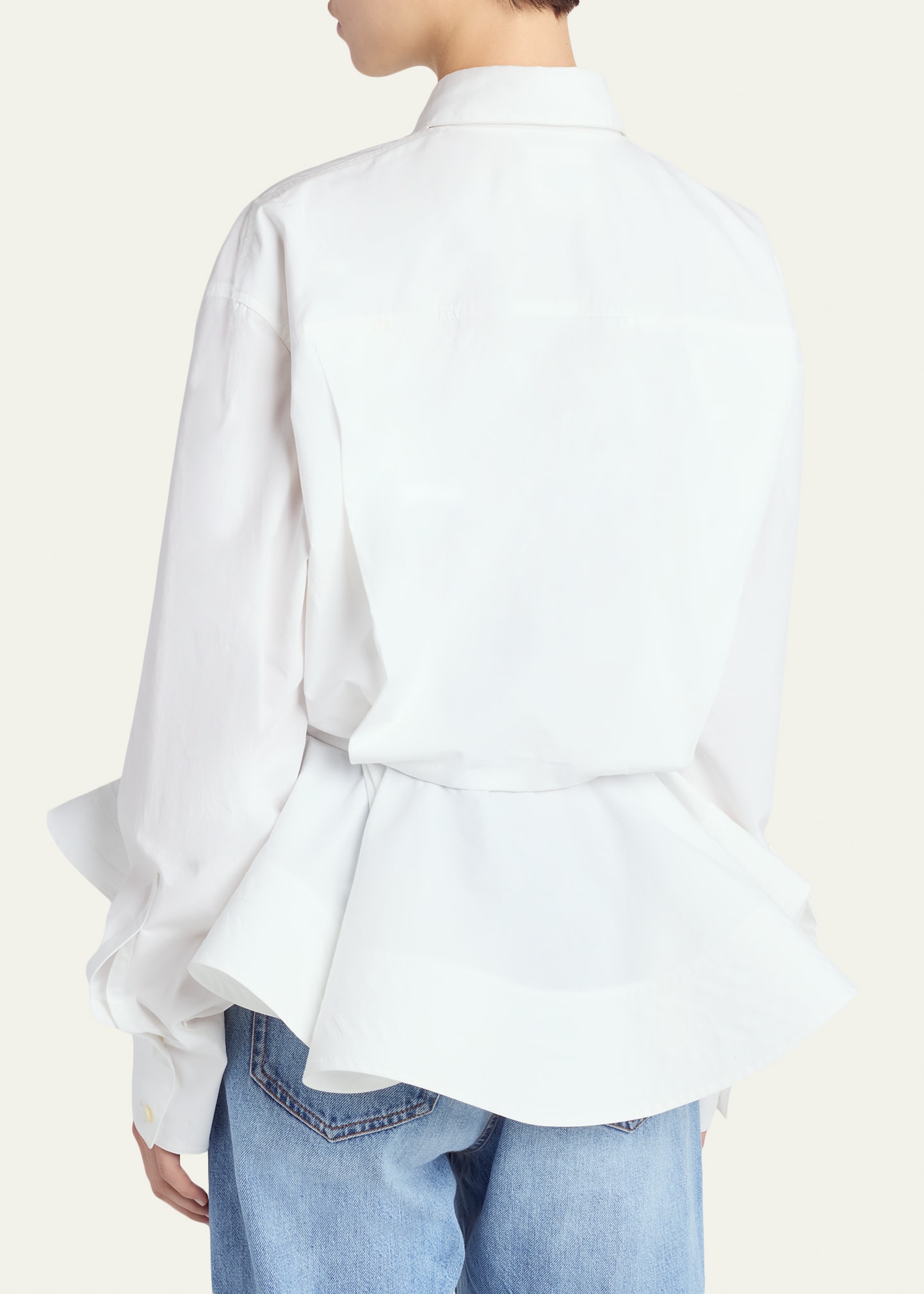Stella McCartney Cotton Poplin Button-Front Peplum Shirt