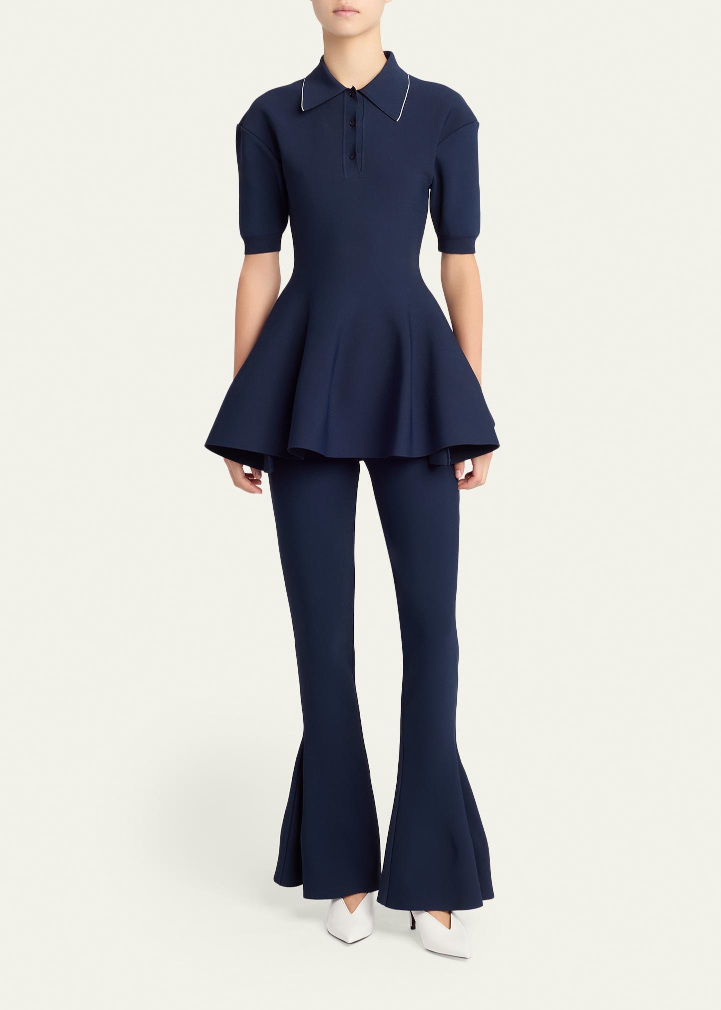 Stella McCartney Compact Knit Peplum Polo Shirt - Bergdorf Goodman