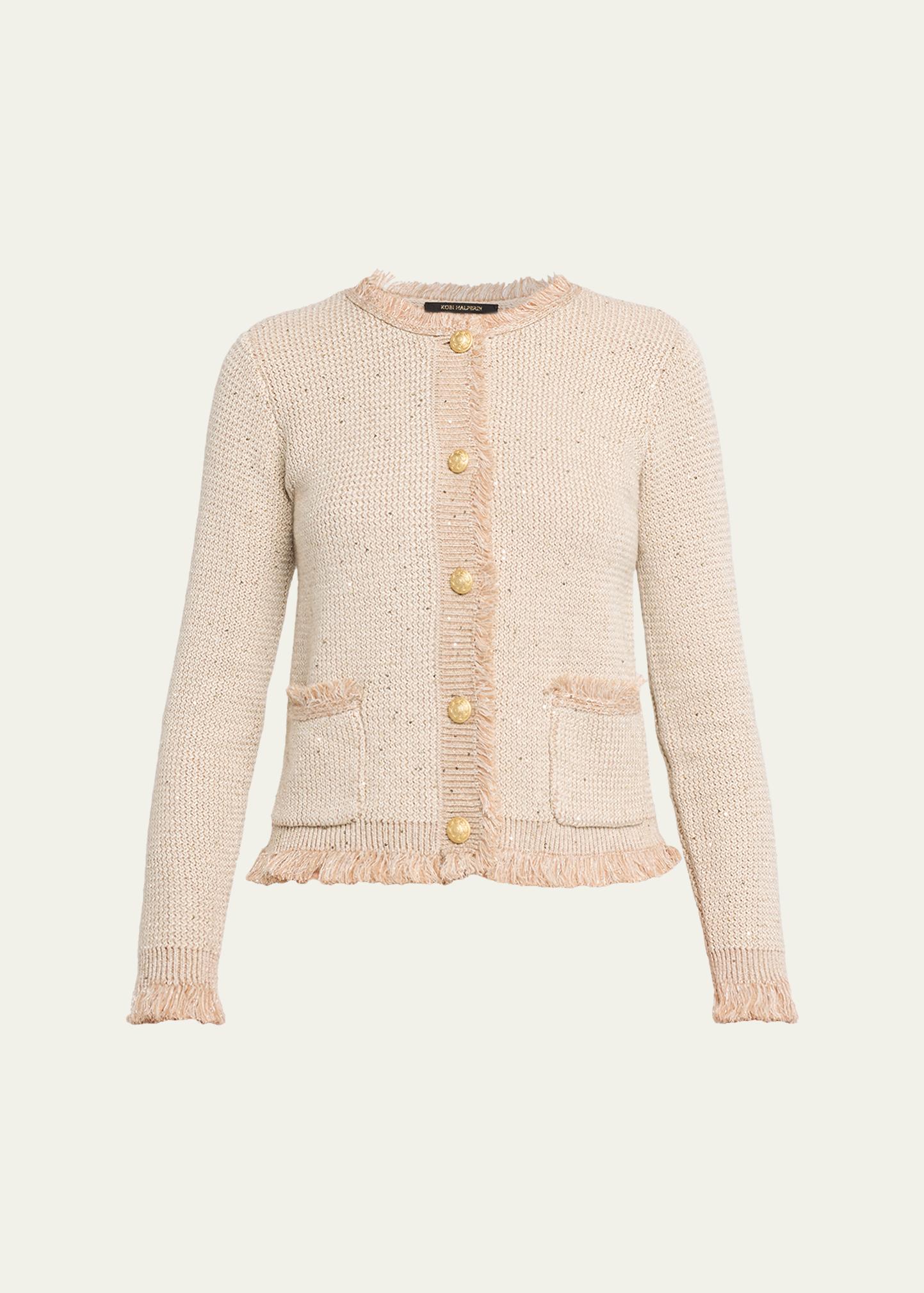 Kobi Halperin Kailey Fringe-Trim Sequin Knit Sweater - Bergdorf