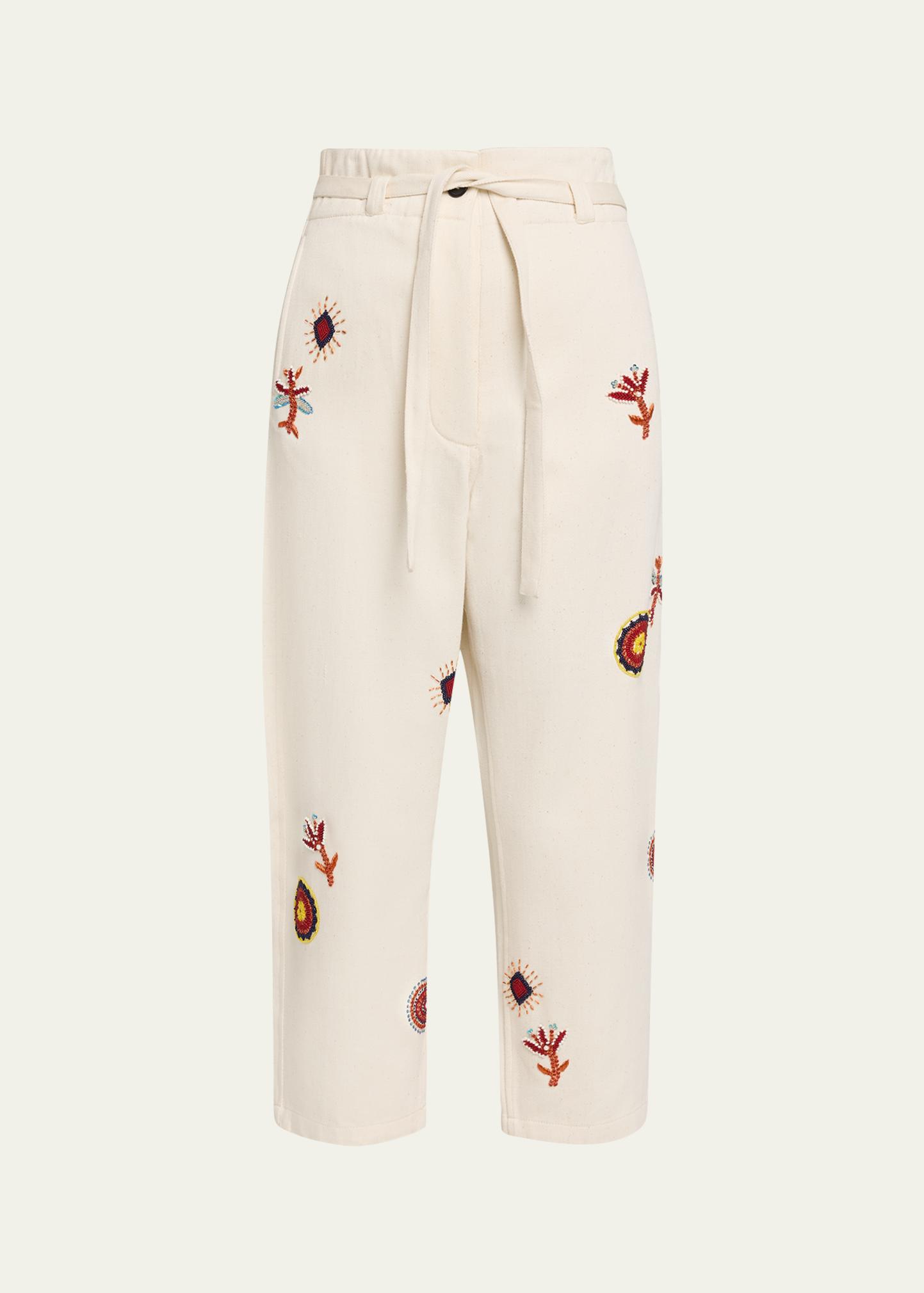 Kartik Research Fauji Tie-Waist Embroidered Pants - Bergdorf Goodman