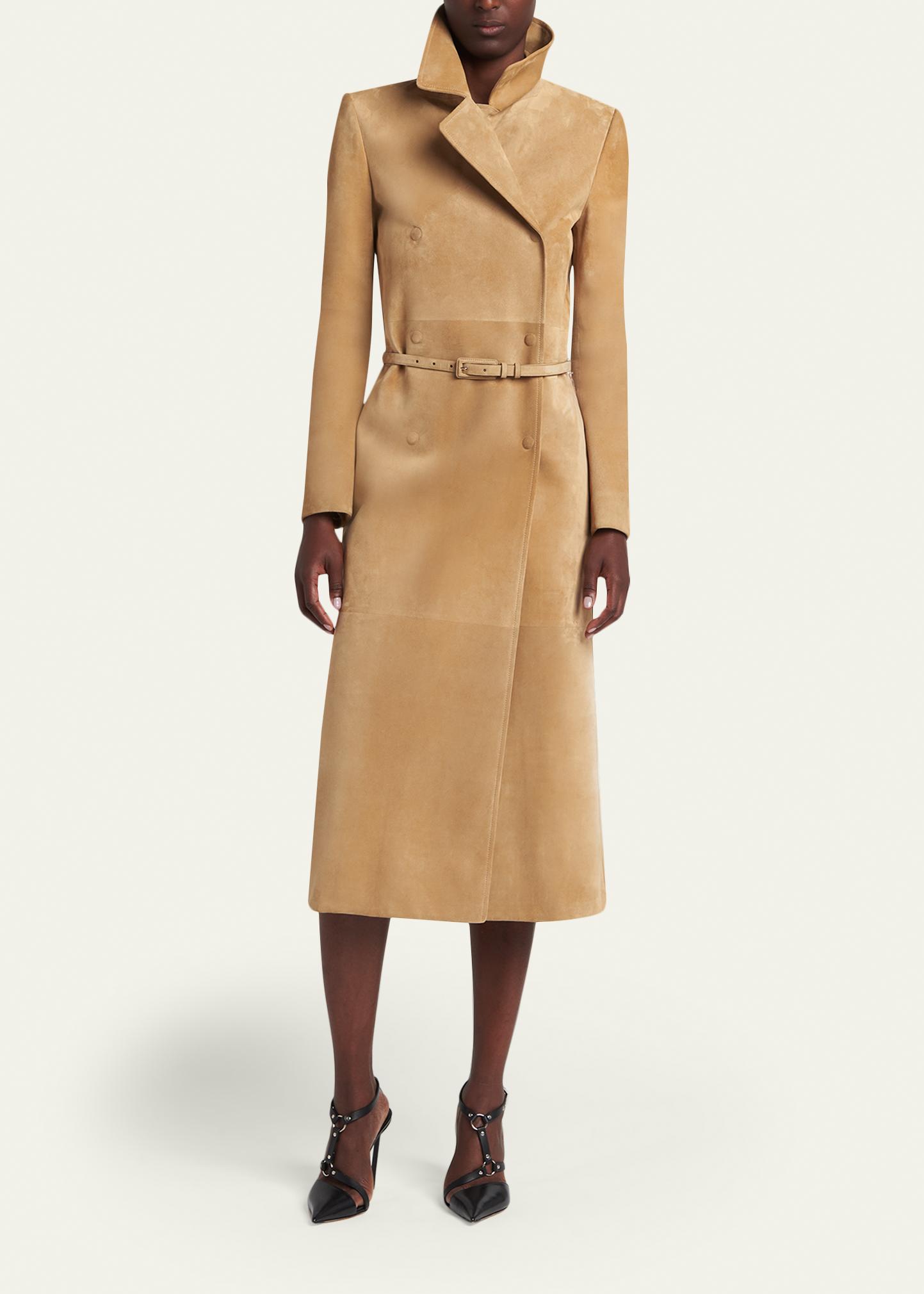 TOM FORD Belted Suede Long Trench Coat - Bergdorf Goodman