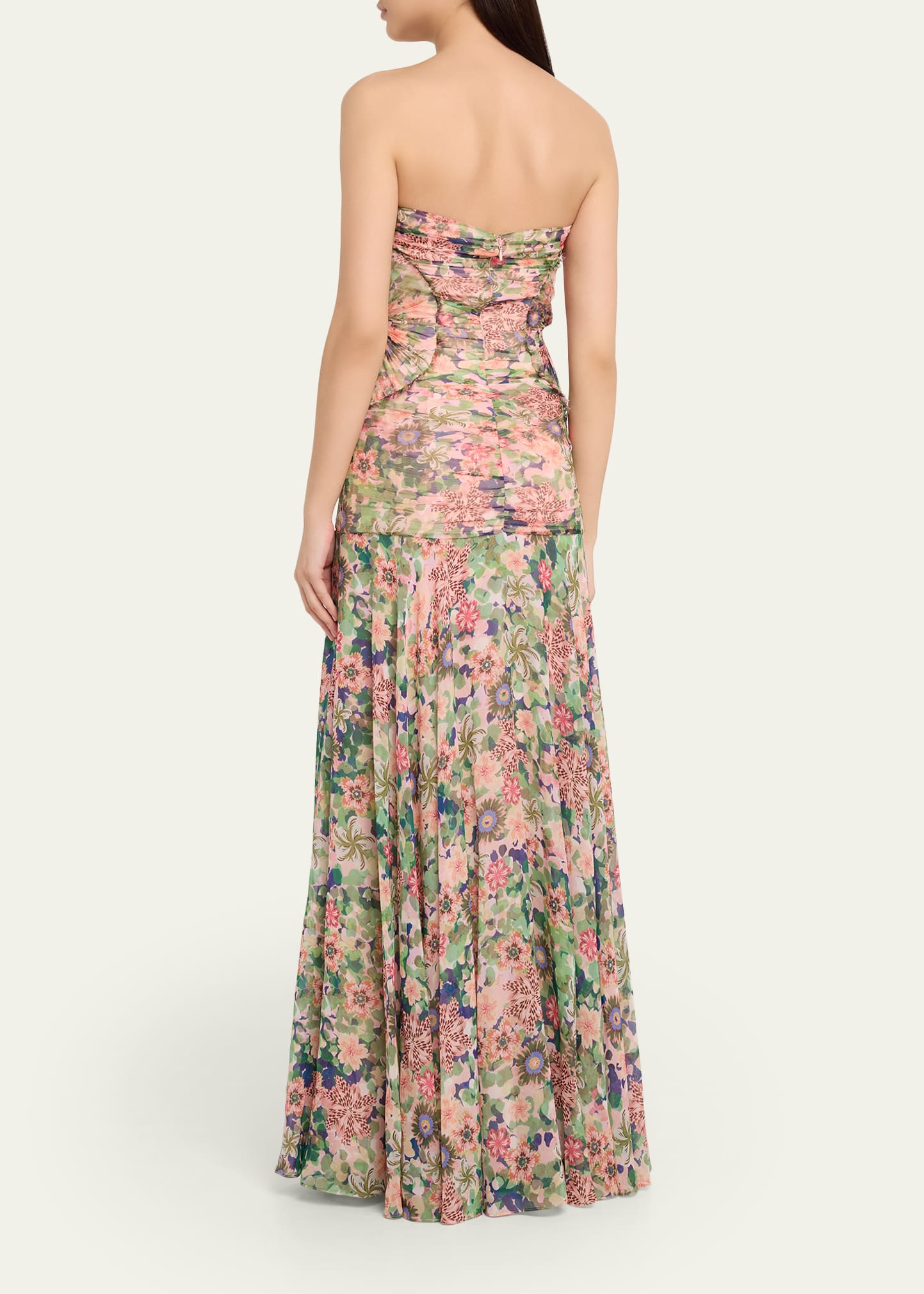 dropped waist prom dress Floral Strapless Drop Waist Maxi Dress – Seven & James main image 0