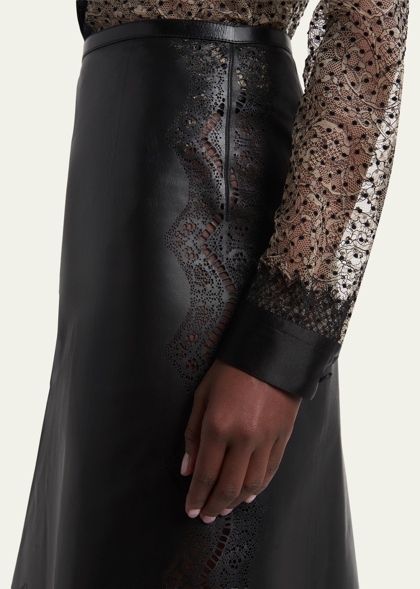 TOM FORD Lace Laser-Cut Leather Skirt - Bergdorf Goodman