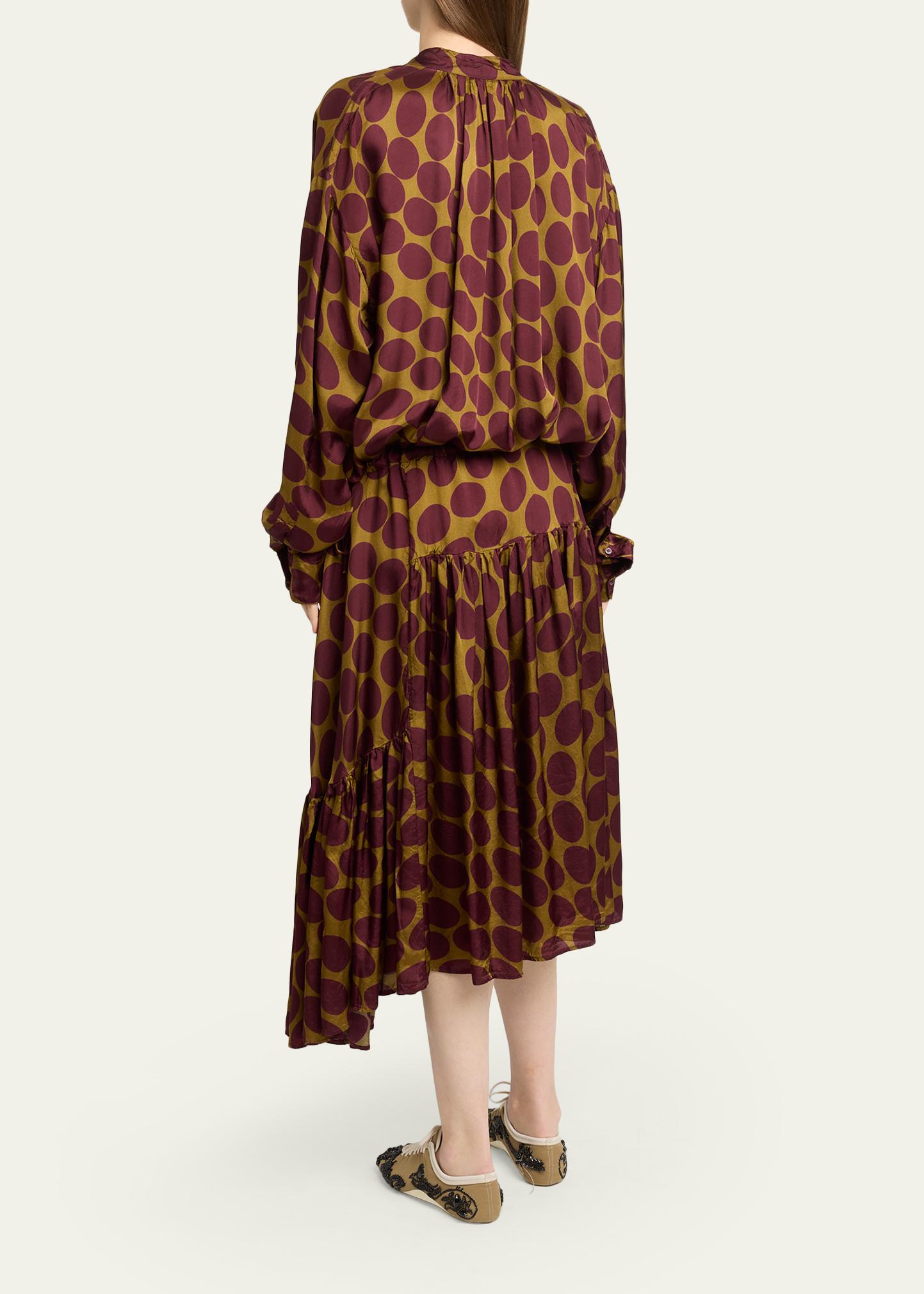 Dries Van Noten Denvo Tiered Polka-Dot Midi Dress - Bergdorf Goodman