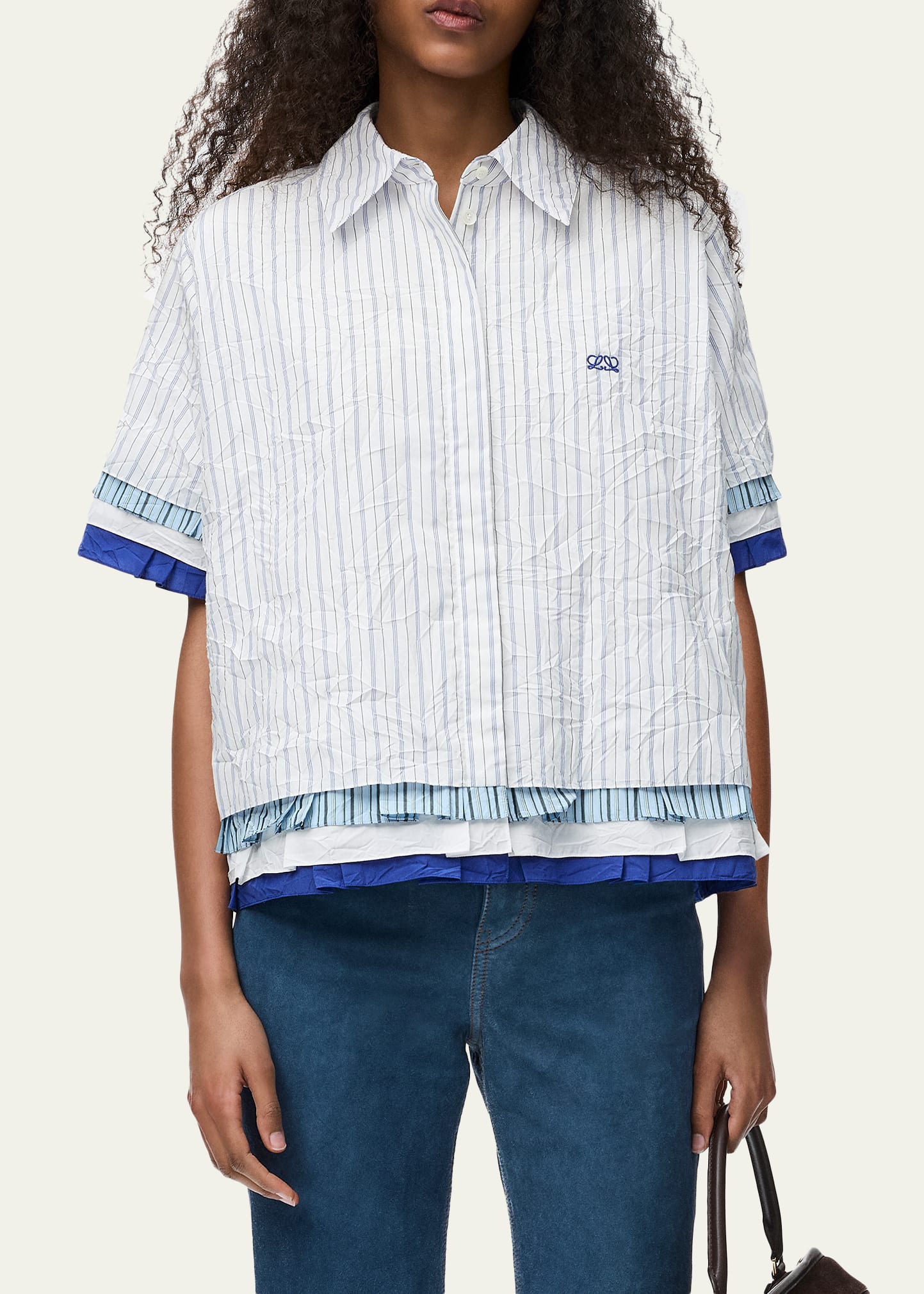 Loewe Short-Sleeve Layered Button-Down Shirt - Bergdorf Goodman