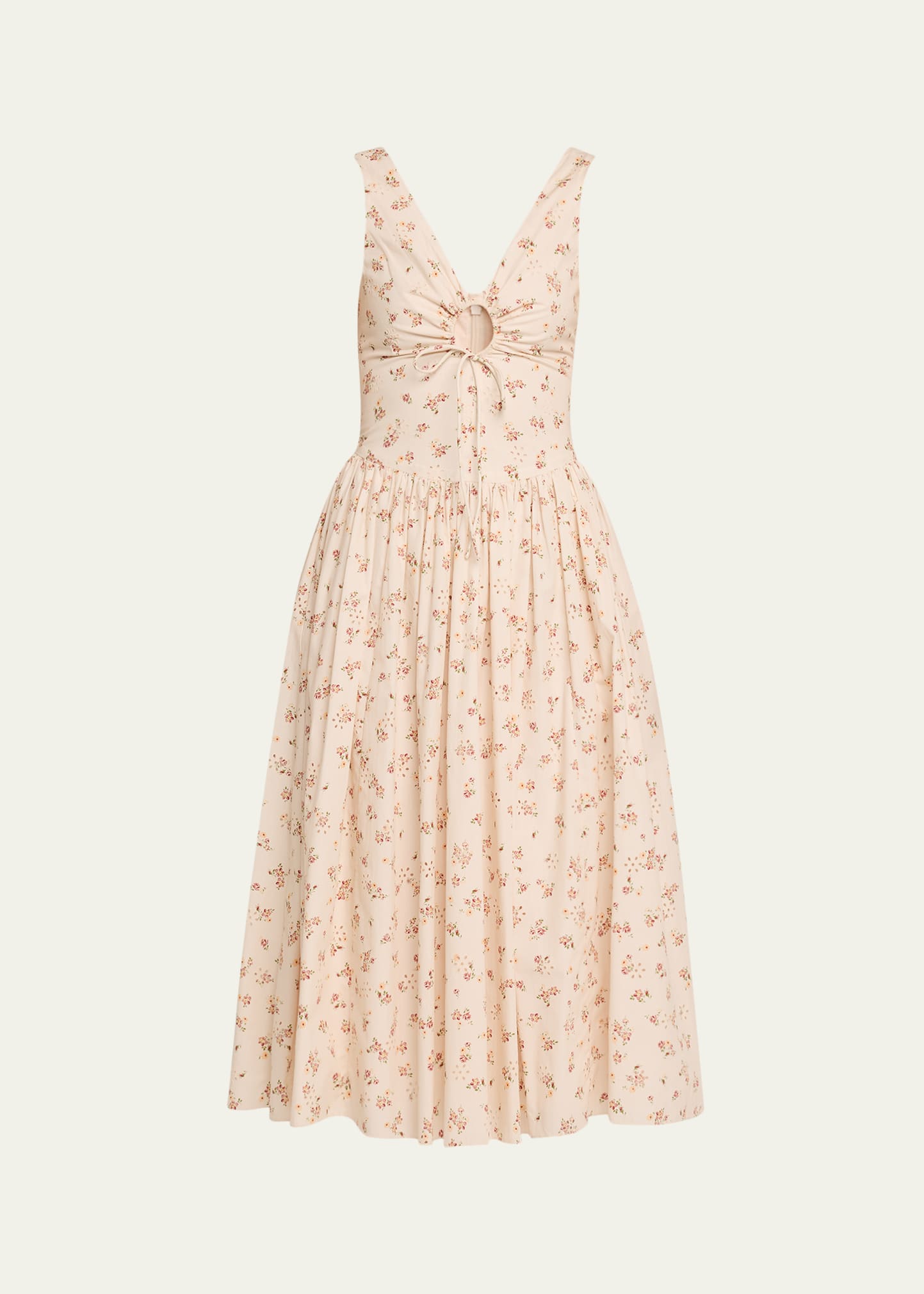 cotton keyhole neckline midi dress Semi-Sheer Cotton Keyhole Neckline Midi Dress