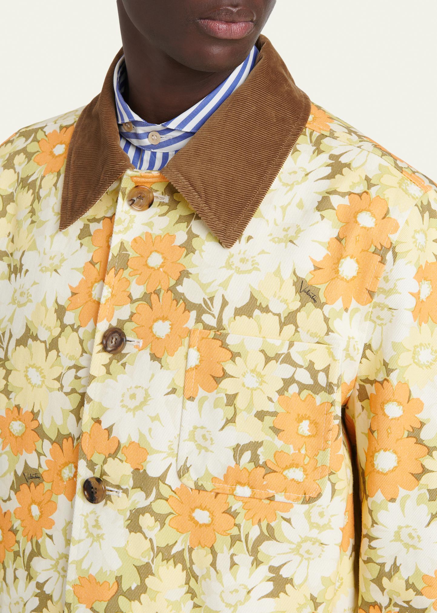 Valentino Garavani Men's Floral-Print Cotton Jacket - Bergdorf Goodman