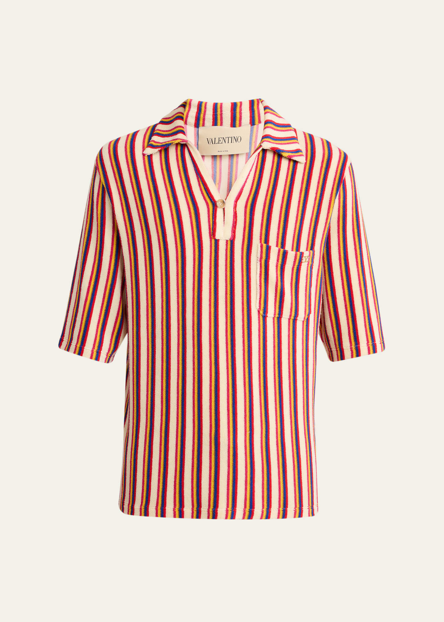 Valentino Garavani Men's Striped Toweling Camp Shirt - Bergdorf