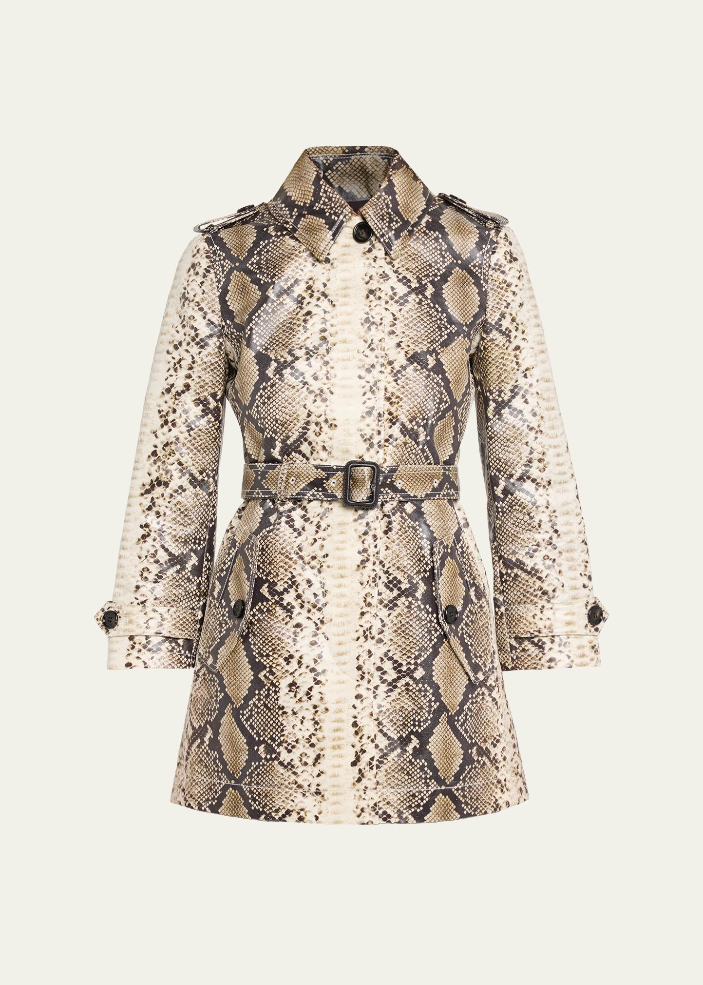 Burberry Stonehaven Python-Print Coated Short Car Coat - Bergdorf
