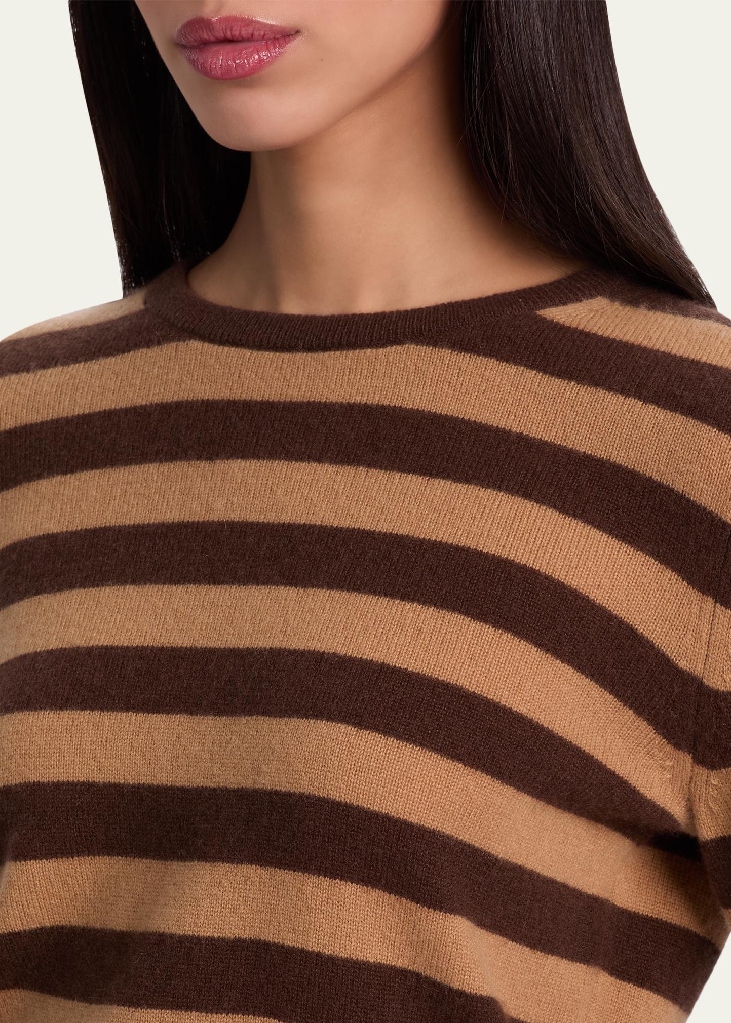 ALICE + OLIVIA Carolann Striped Cashmere Shrunken Pullover