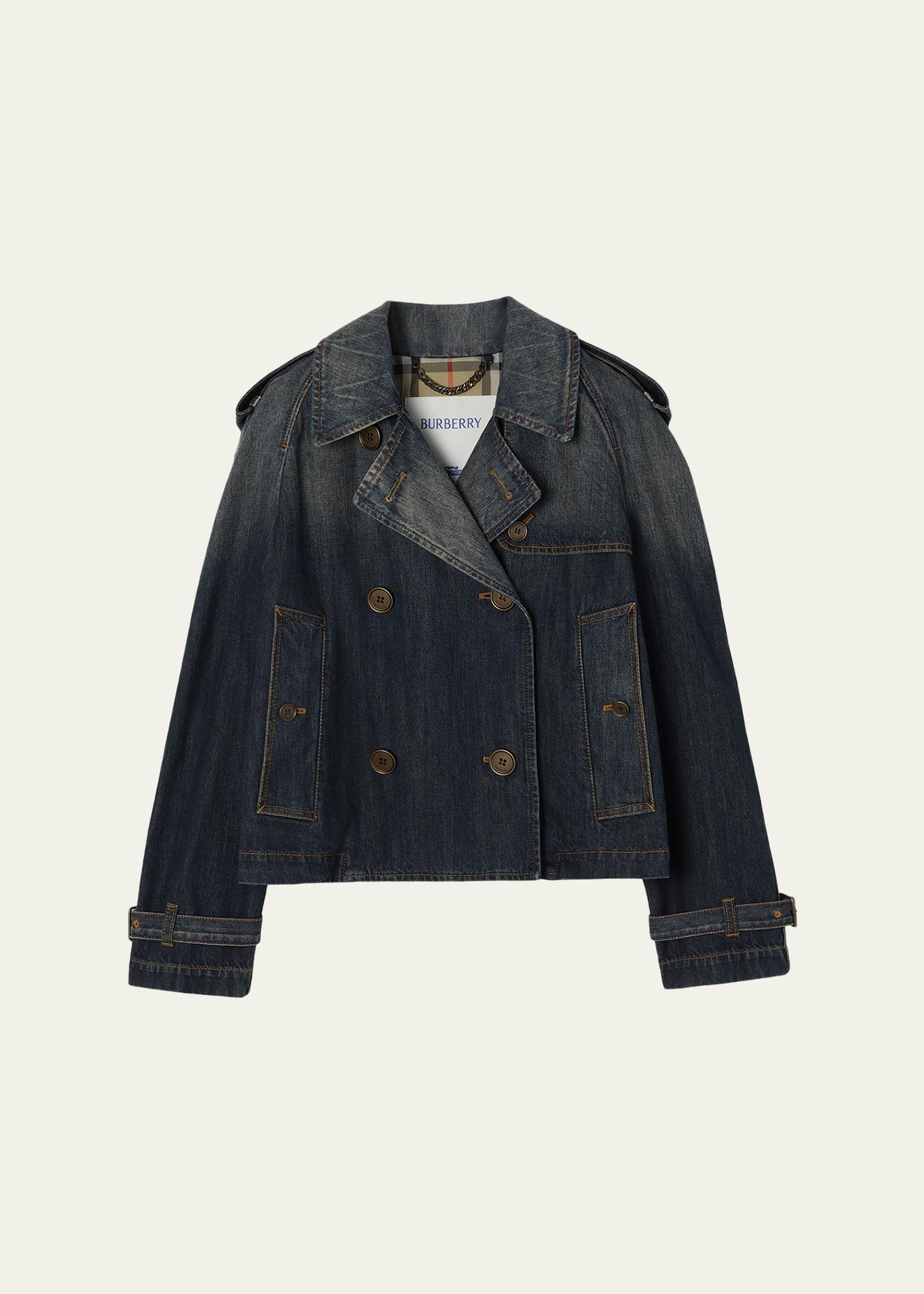 Burberry Mayfair Denim Crop Trench Jacket - Bergdorf Goodman