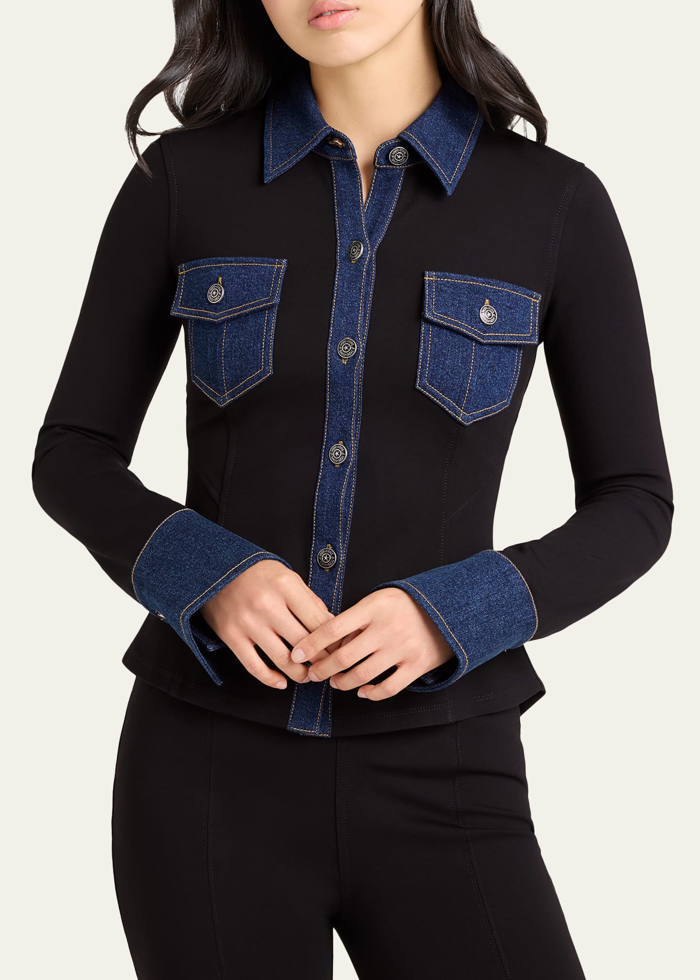 Cinq a Sept Aliza Denim Button-Front Shirt - Bergdorf Goodman