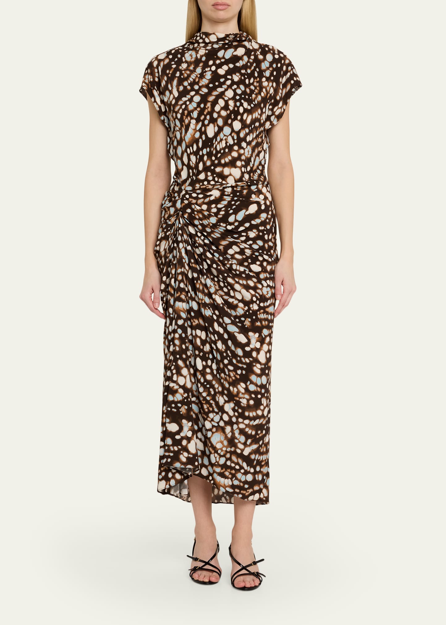 alc alma satin midi dress A.L.C. Alma Draped Satin Viscose Dress