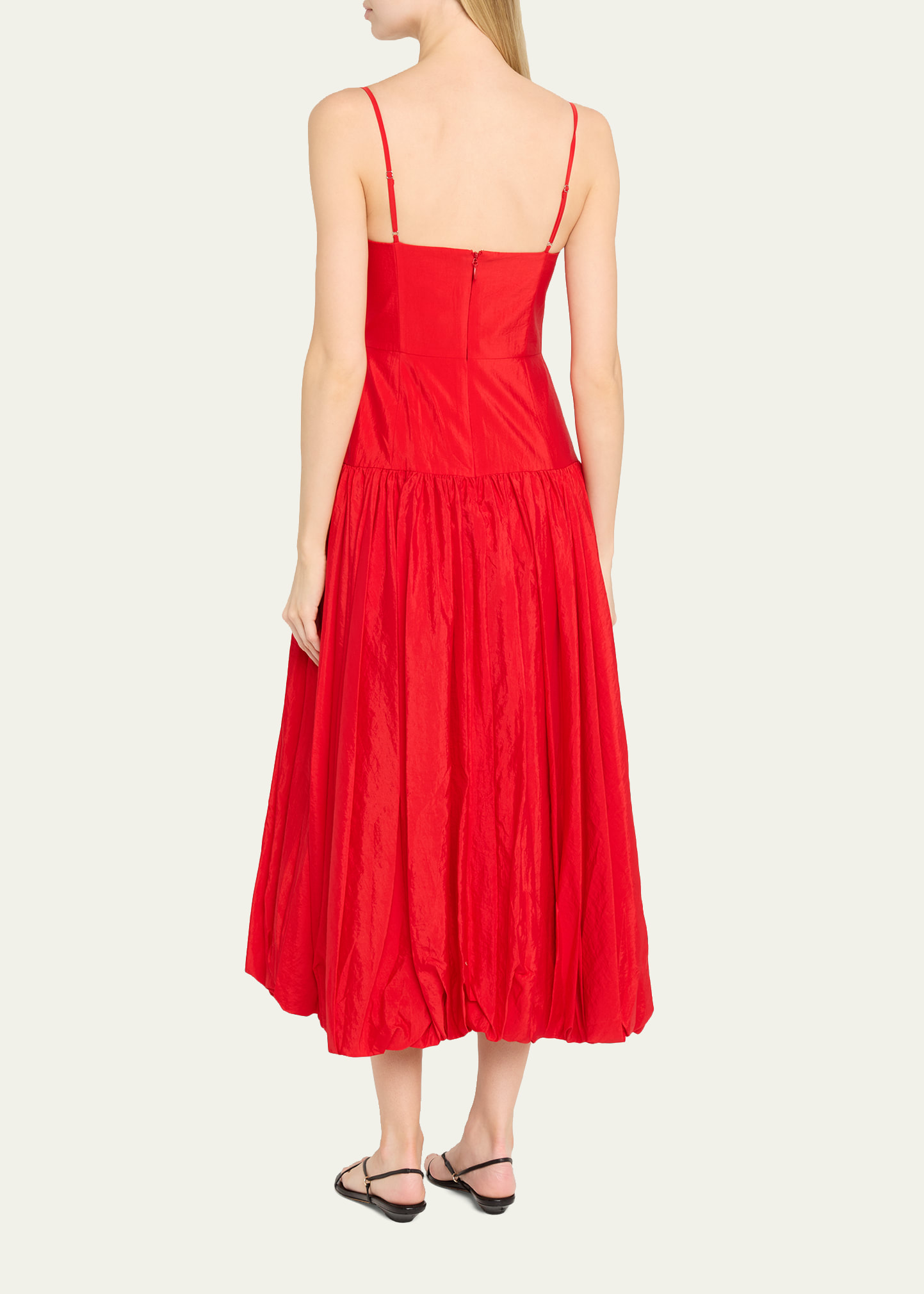 cinq a sept red dress  Venus Silk Mini high slit and a gathered detail at the hip Noah Draped Midi Dress -