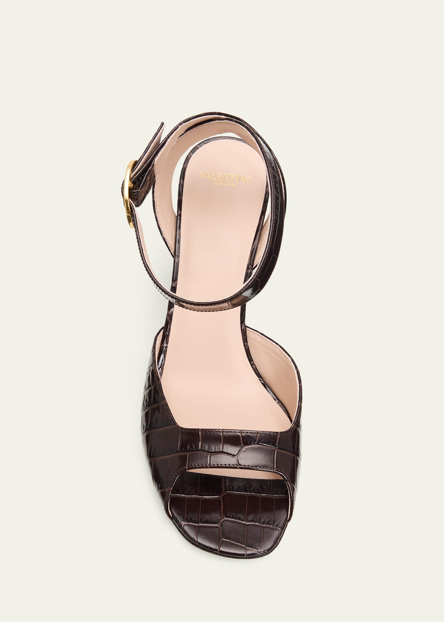 Valentino Garavani 75mm Fawcette Croc-Embossed Leather Sandals