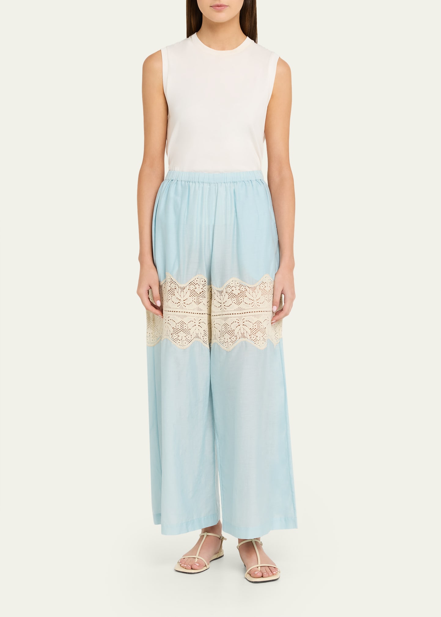 Alix of Bohemia Margie Wide-Leg Lace Panel Pants - Bergdorf Goodman