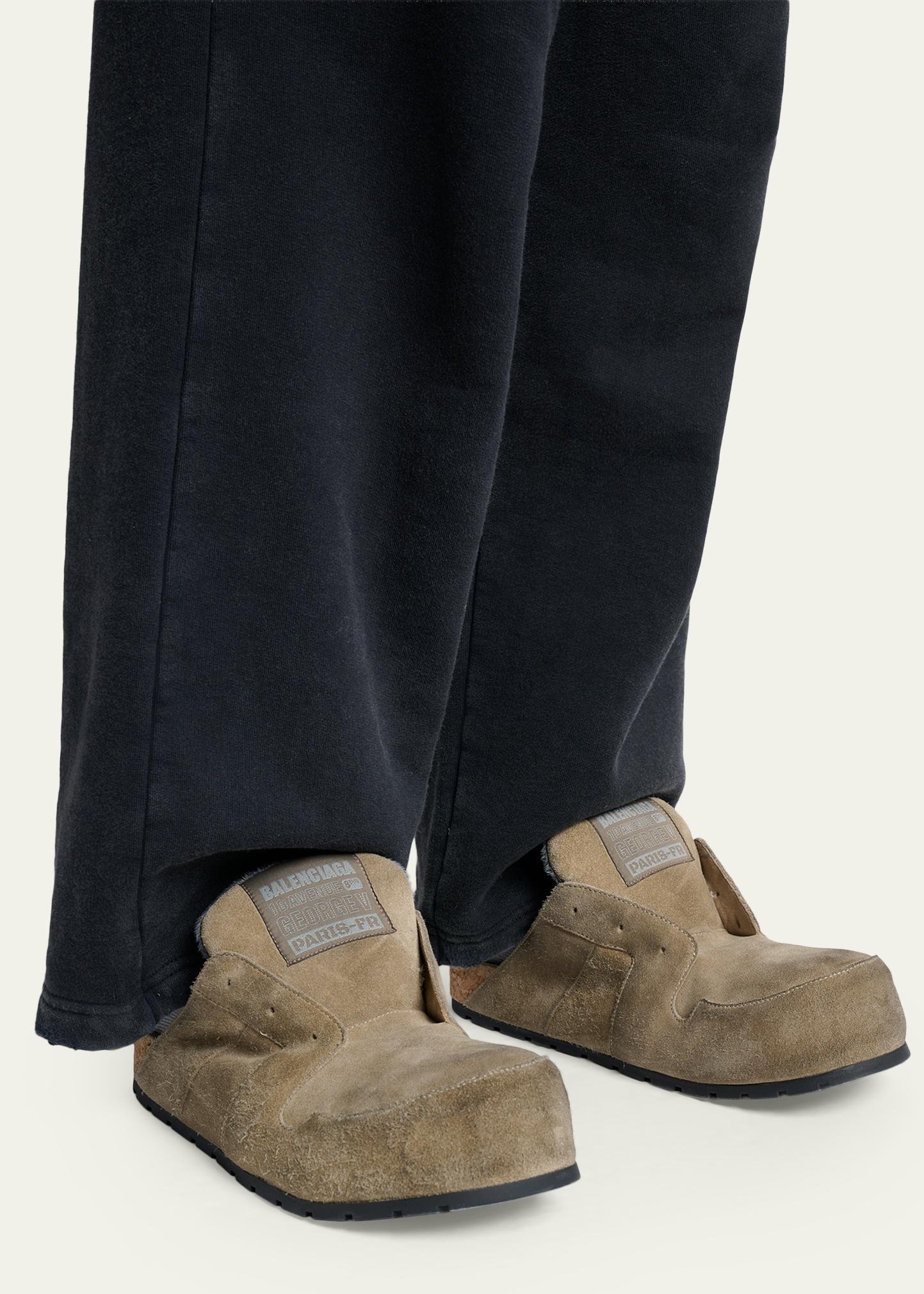Balenciaga Men's Dumbo Distressed Suede Mules - Bergdorf Goodman