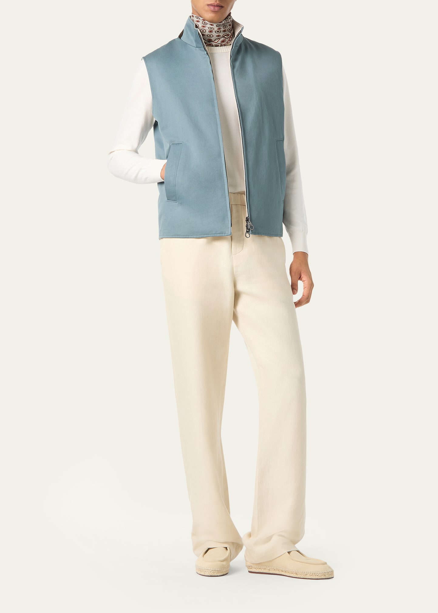 Loro Piana Men's Grian Reversible Full-Zip Vest - Bergdorf Goodman