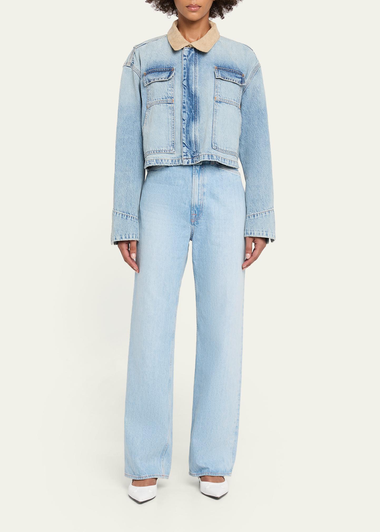 SLVRLAKE Conner Cropped Denim Work Jacket - Bergdorf Goodman