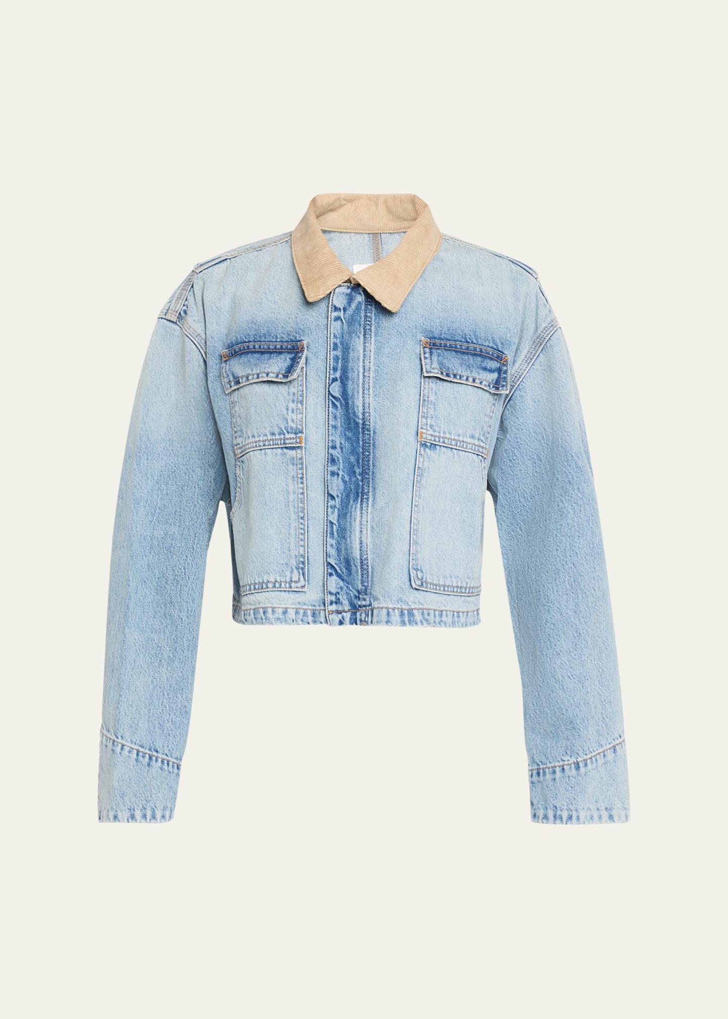 SLVRLAKE Conner Cropped Denim Work Jacket - Bergdorf Goodman