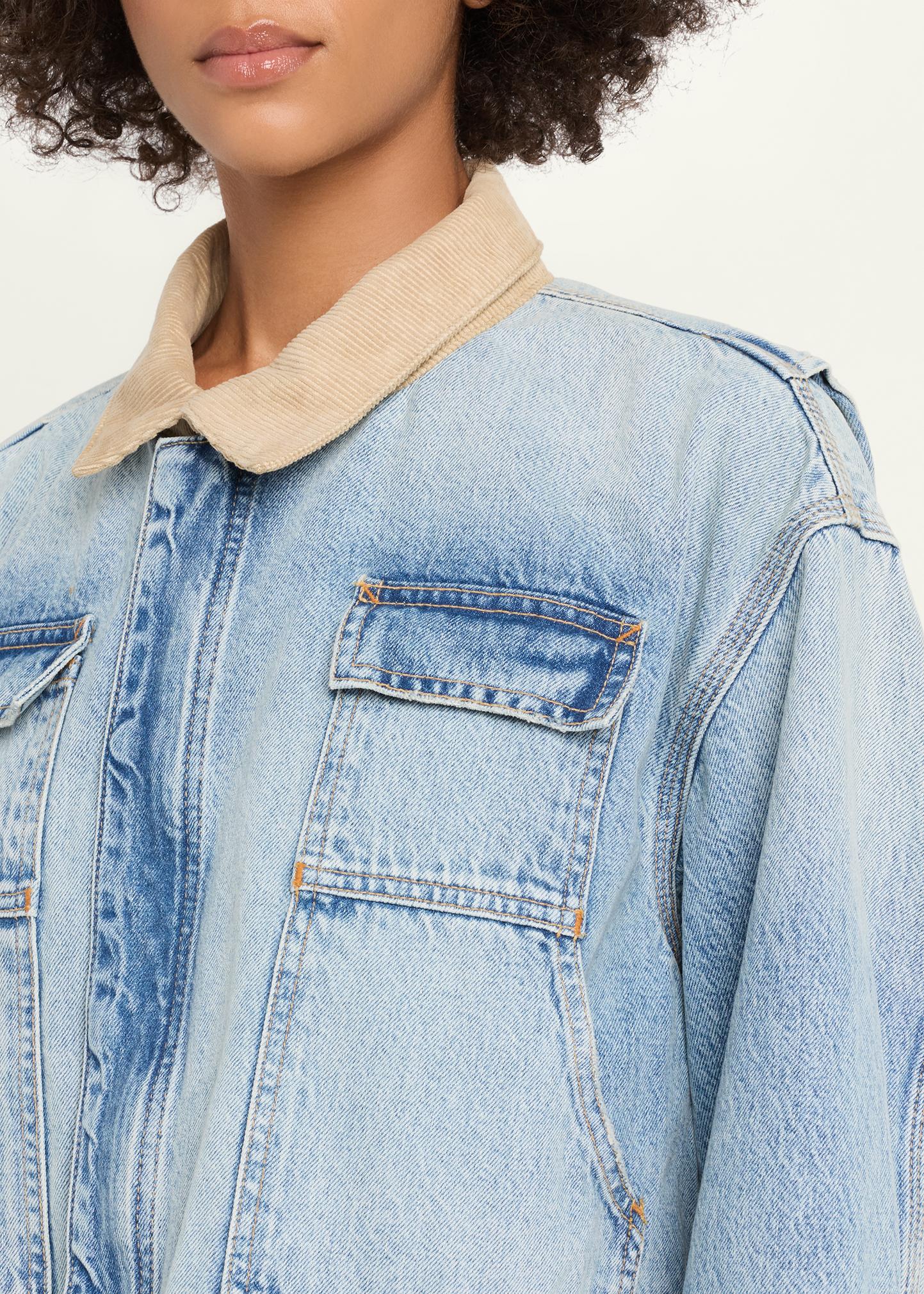 SLVRLAKE Conner Cropped Denim Work Jacket - Bergdorf Goodman