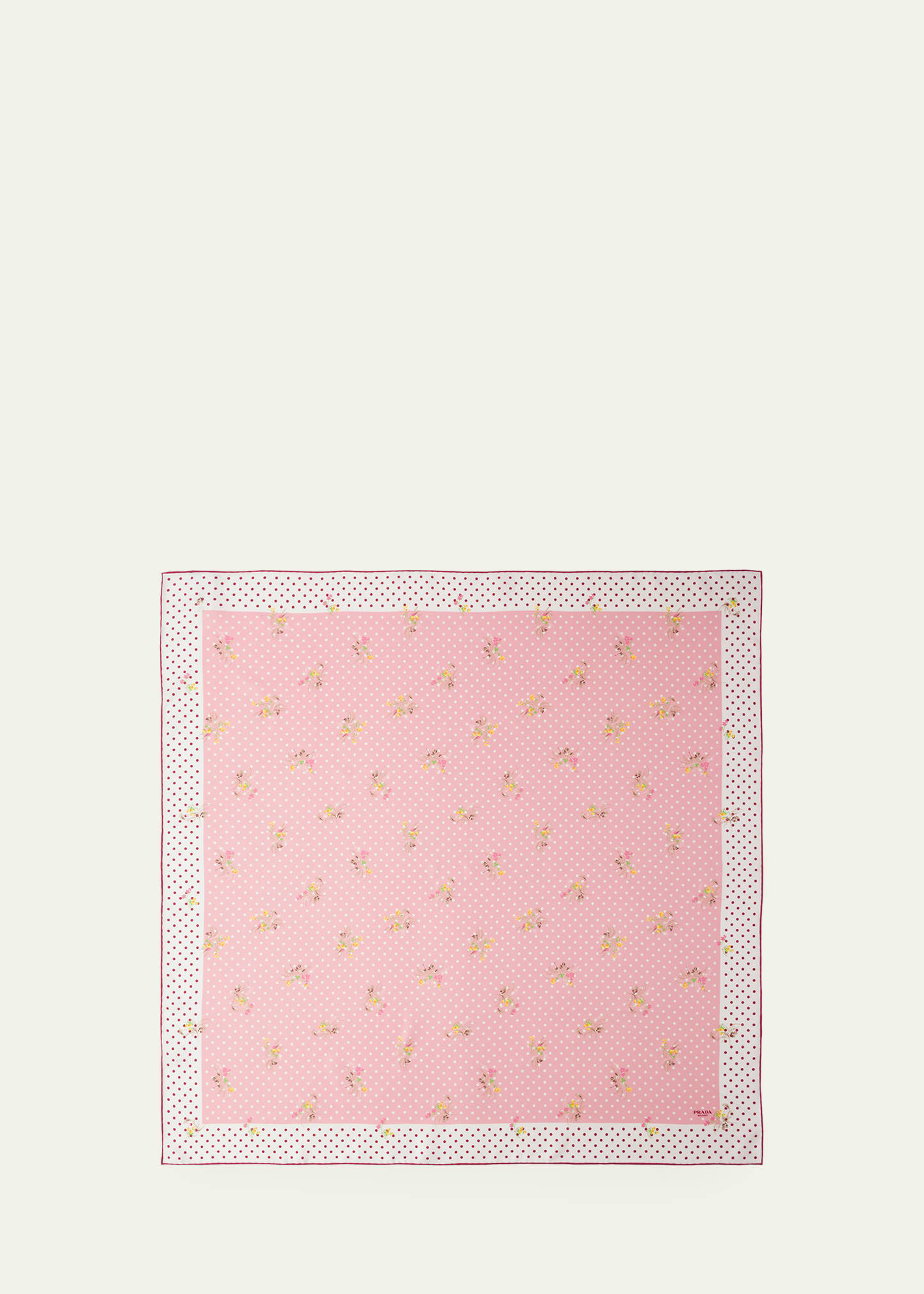 Prada Polka Dot Floral-Print Silk Twill Scarf - Bergdorf Goodman