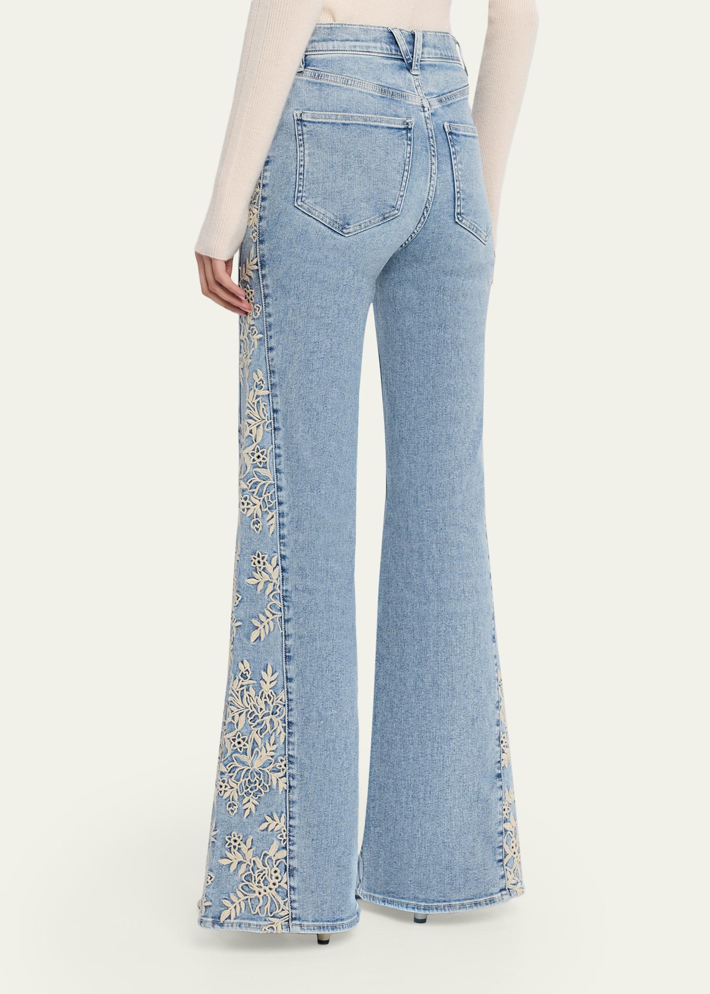 Veronica Beard Joplin Embroidered High-Rise Flare Jeans - Bergdorf