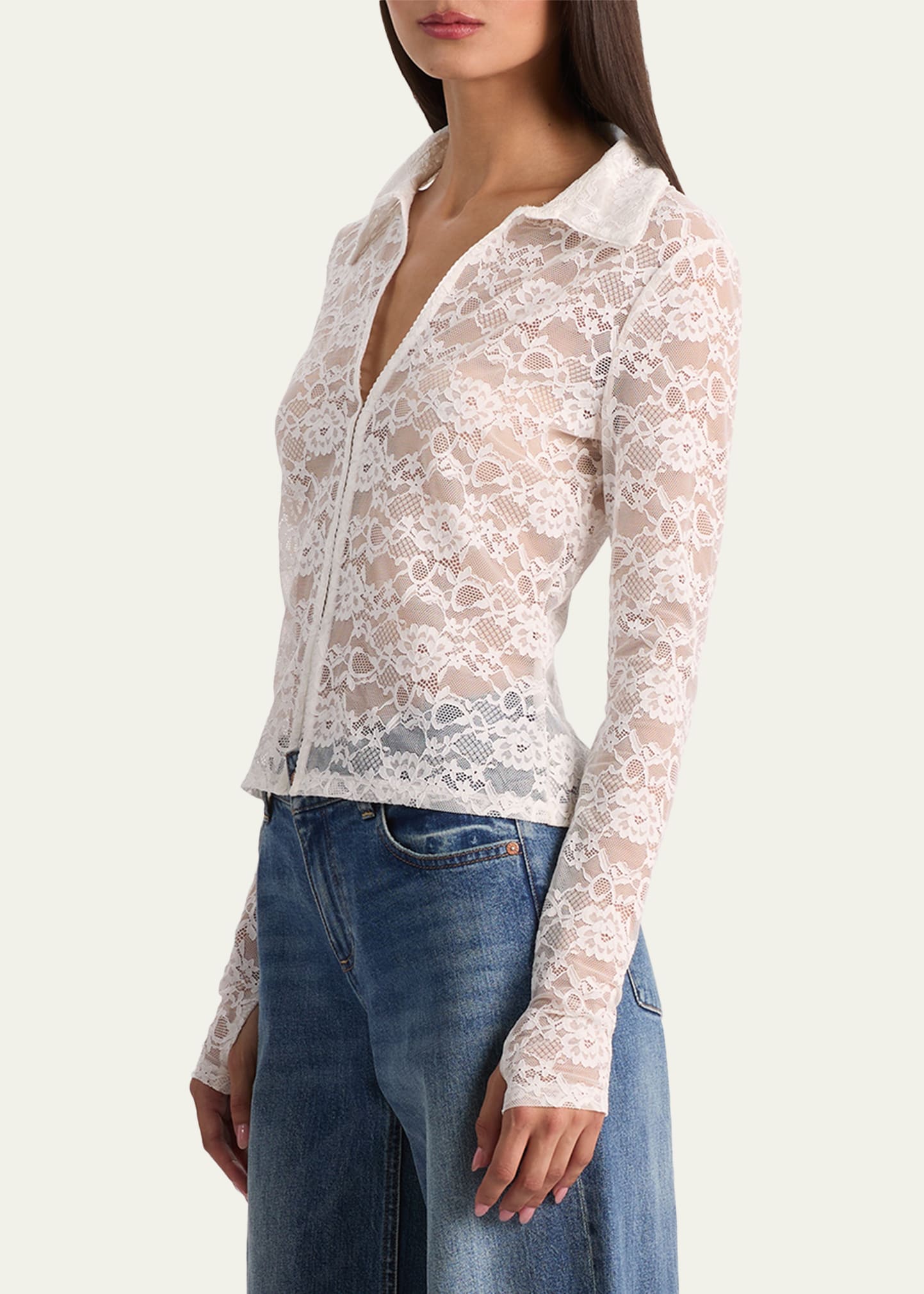 ALICE + OLIVIA Kara Floral Lace Blouse - Bergdorf Goodman