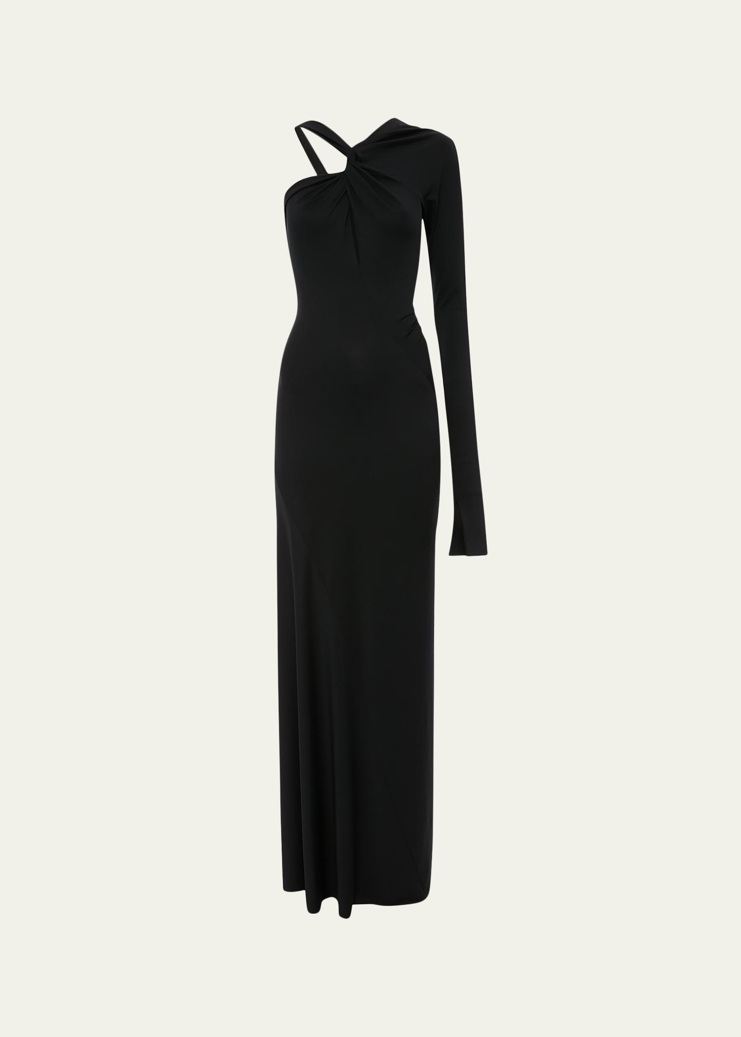 Victoria Beckham Knotted One-Shoulder Satin Gown - Bergdorf Goodman