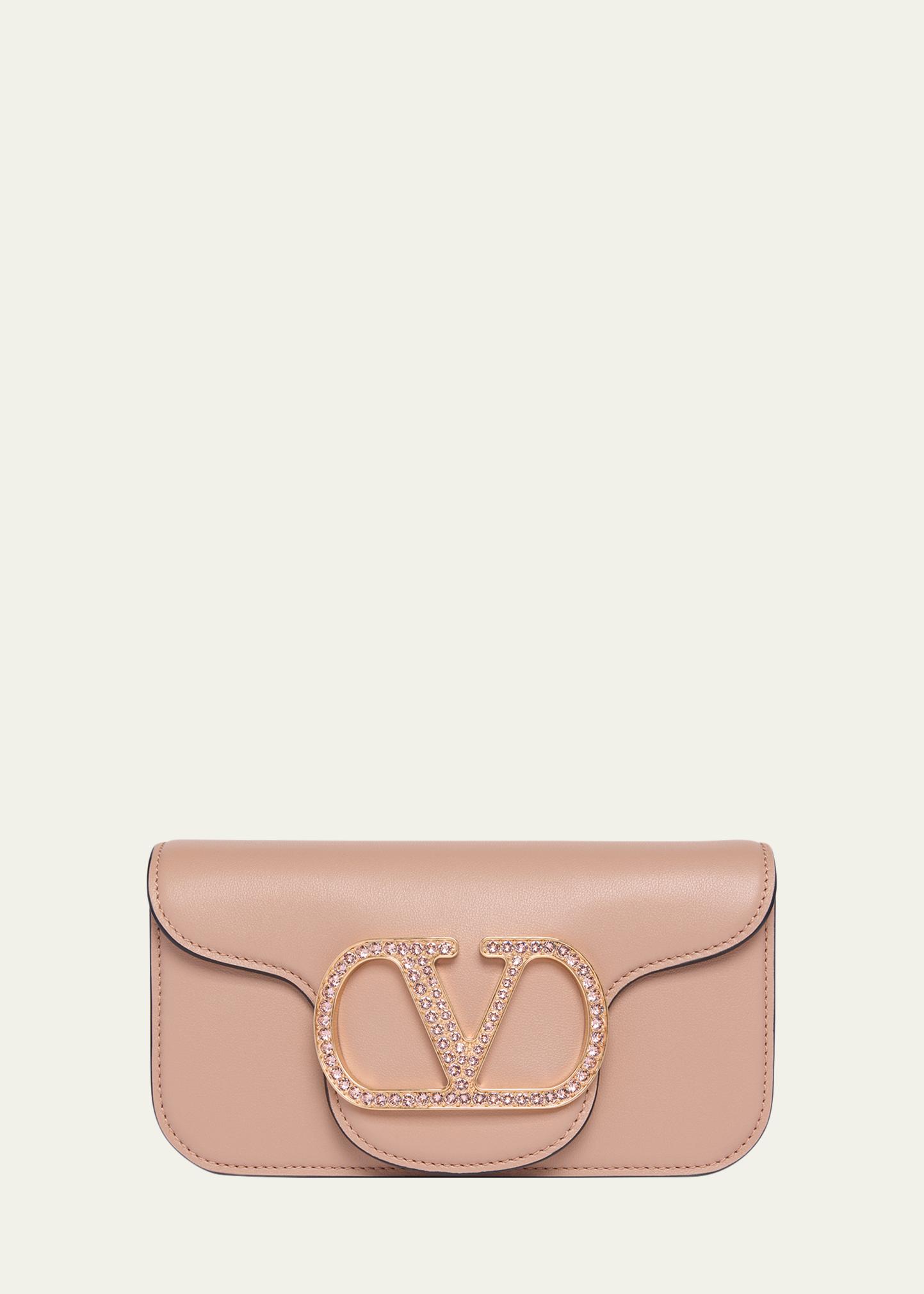 Valentino Garavani Loco Crystal VLogo Leather Shoulder Bag