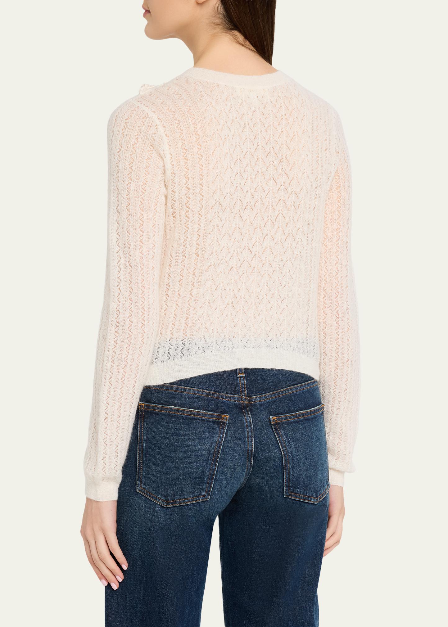 LoveShackFancy Melisse Eyelet Ruffle Cardigan - Bergdorf Goodman