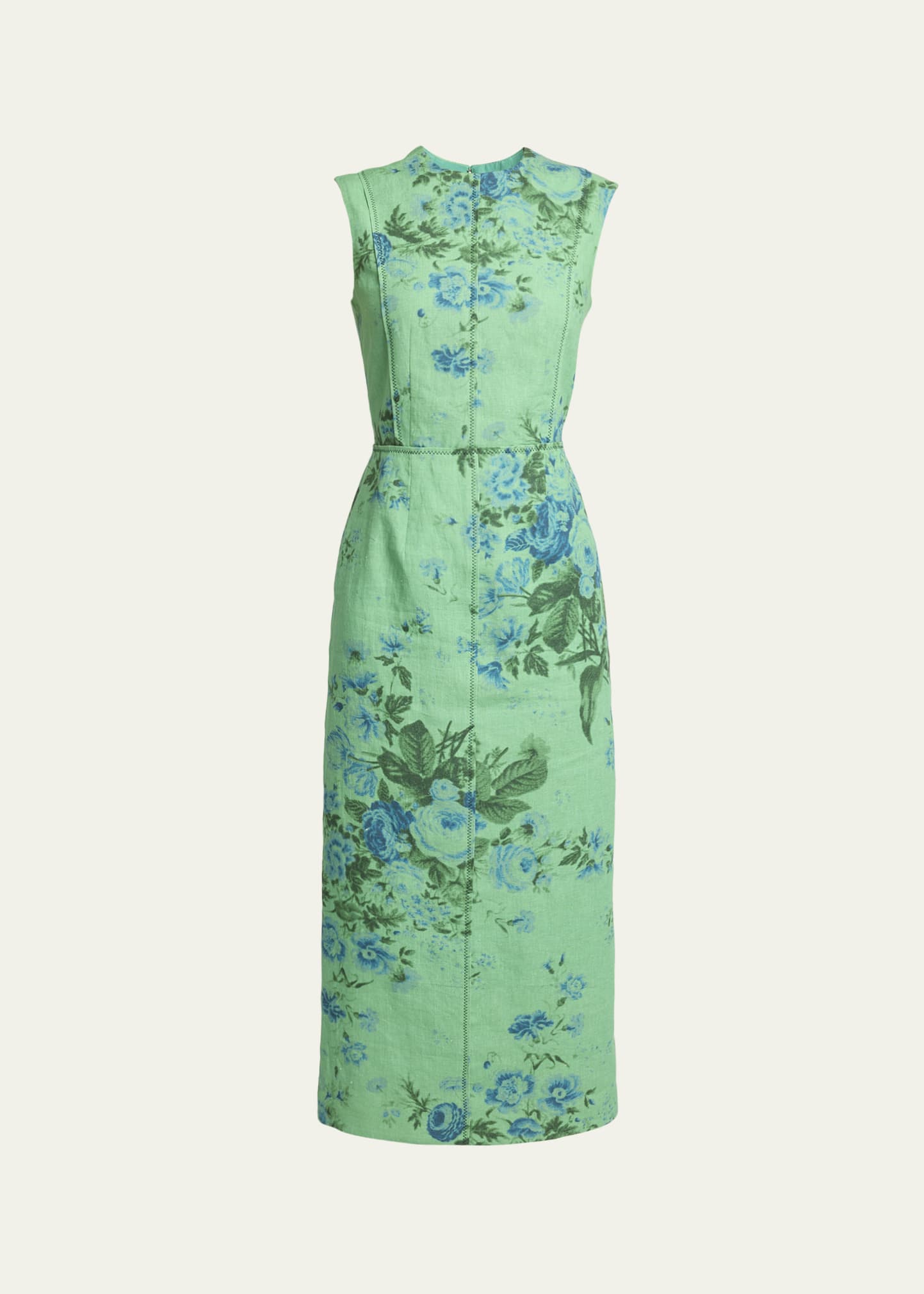Erdem Sleeveless Floral-Print Linen Midi Dress, Women's, 10 Uk (6 Us), Casual & Work Dresses Day Dresses Sundresses