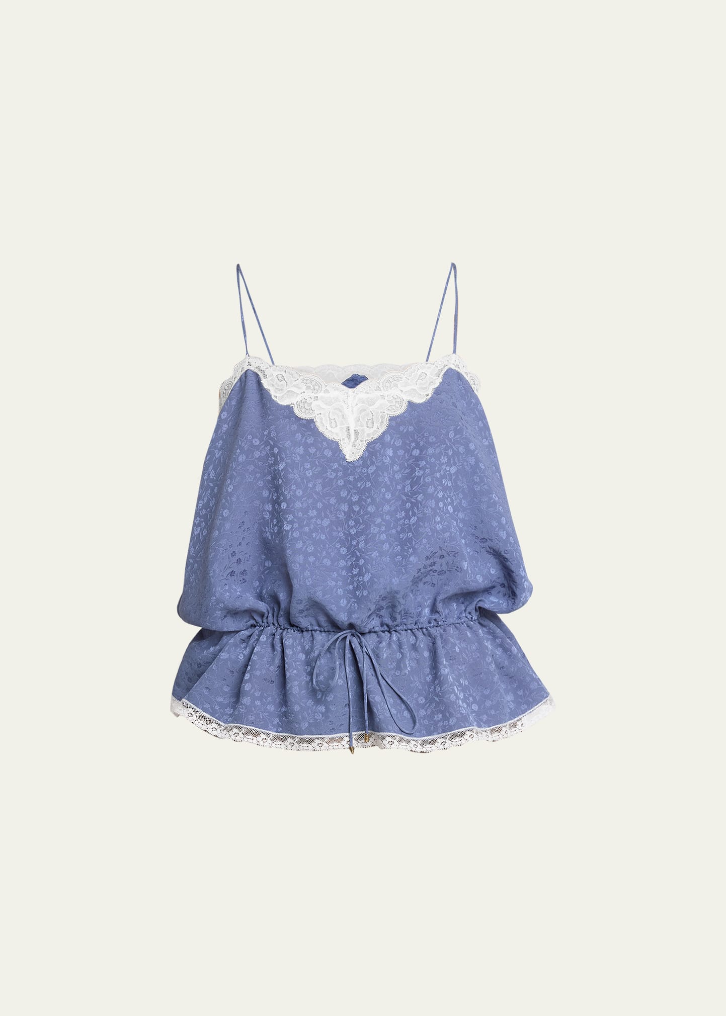 Chloe Lace-Trim Floral Silk Jacquard Sleeveless Top - Bergdorf Goodman