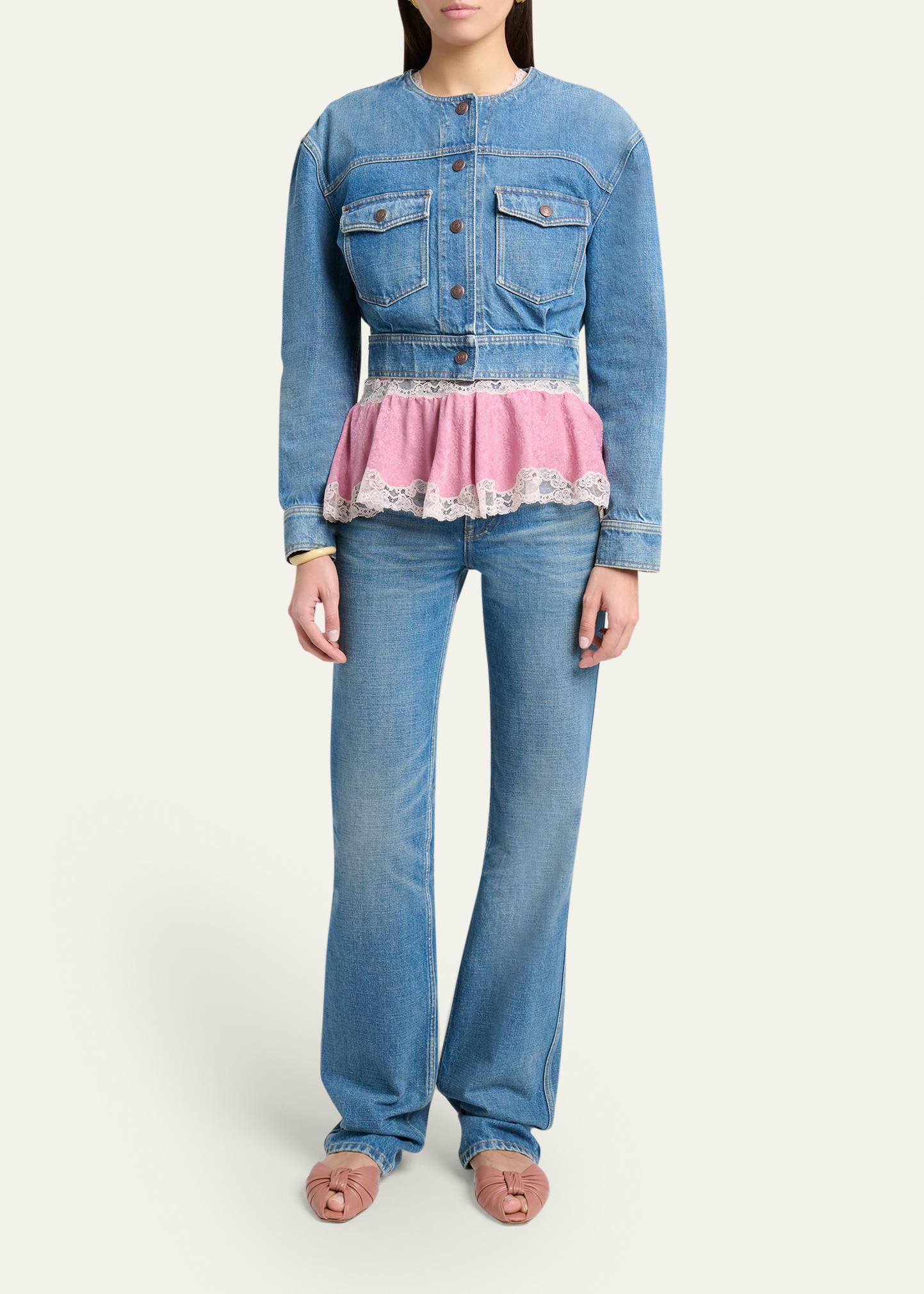 Chloé Collarless Denim Crop Jacket - Bergdorf Goodman