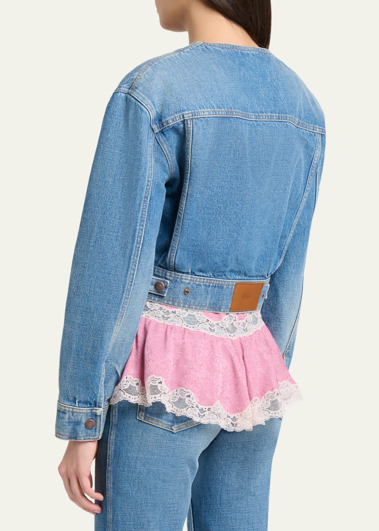 Chloe Collarless Denim Crop Jacket - Bergdorf Goodman