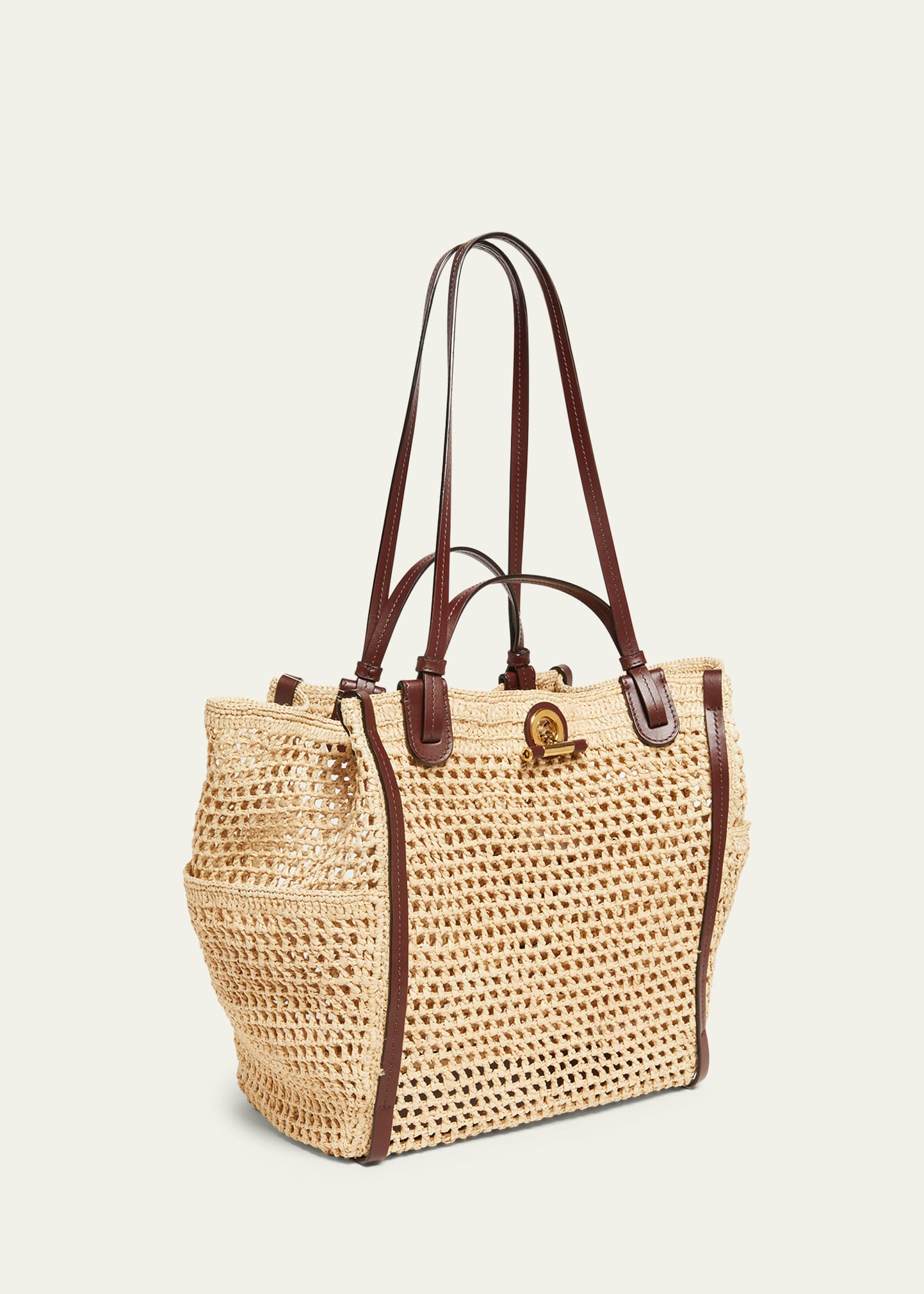 Chloe Logo Script Woven Raffia Tote Bag - Bergdorf Goodman