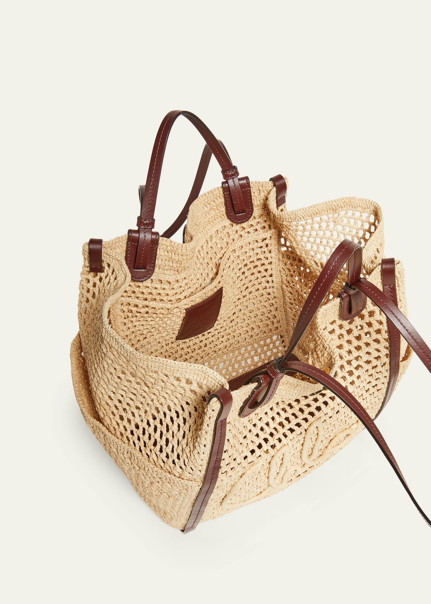 Chloe Logo Script Woven Raffia Tote Bag - Bergdorf Goodman
