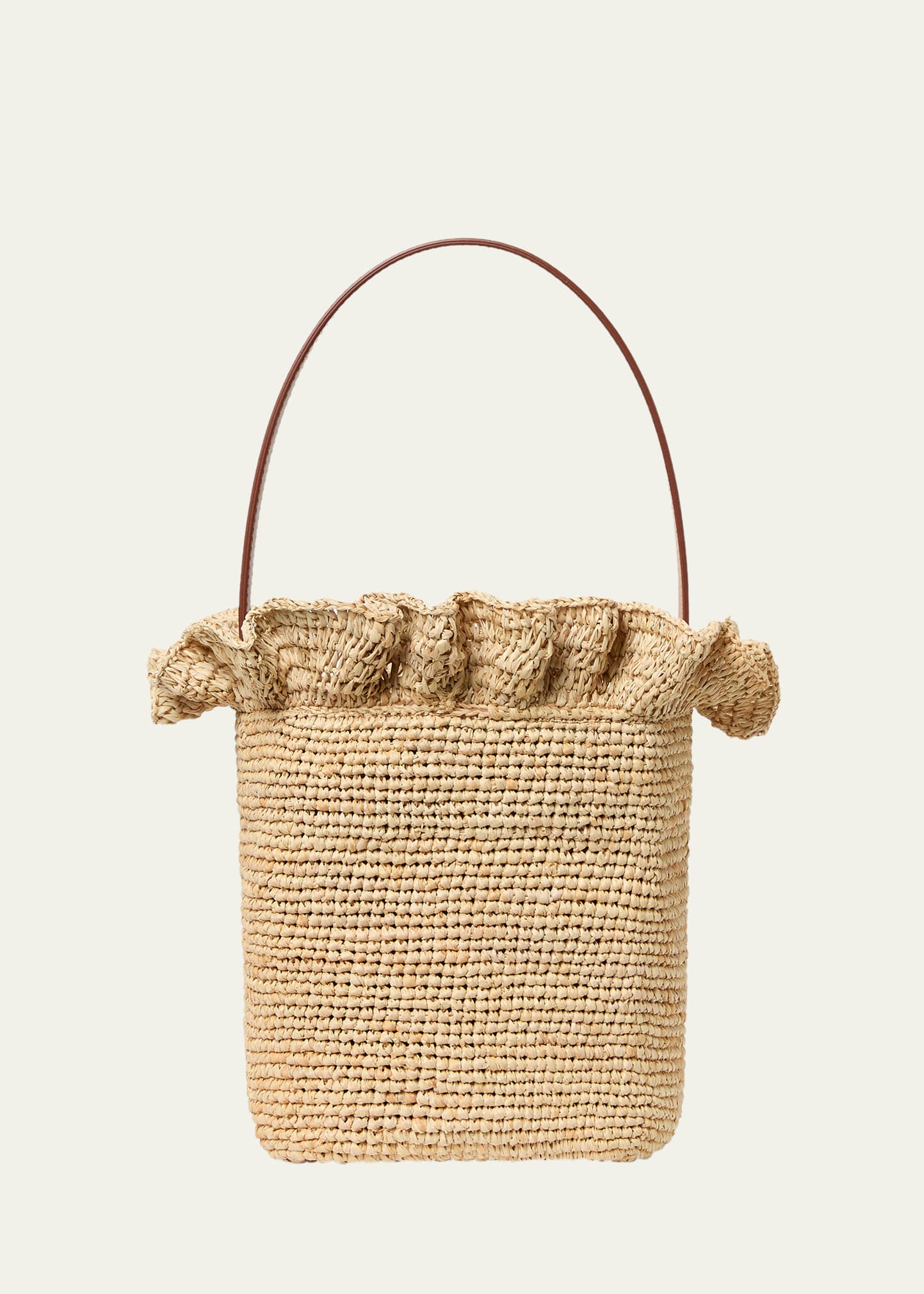 Loeffler Randall Laith Ruffle-Trim Raffia Bucket Bag - Bergdorf