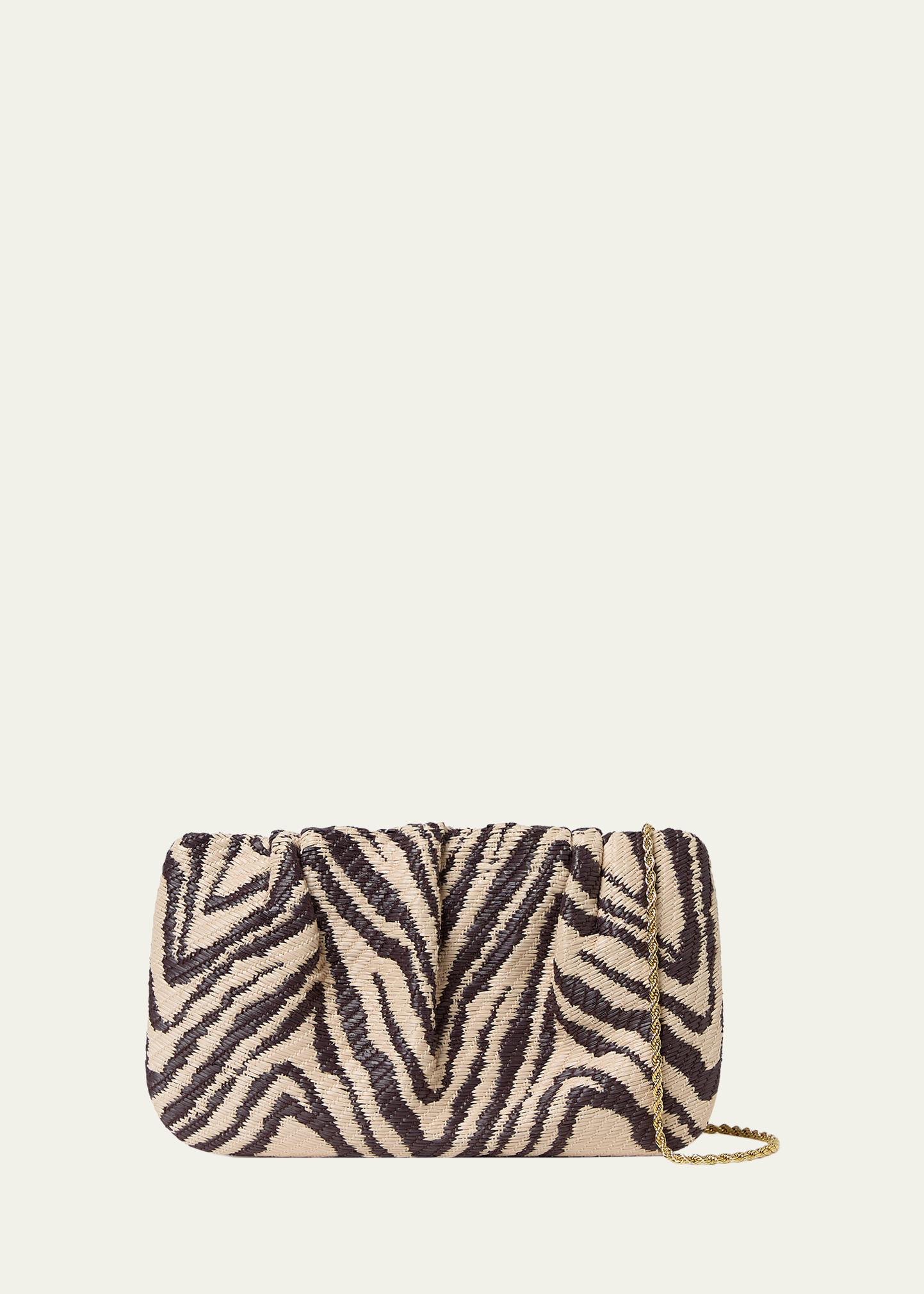 Loeffler Randall Serena Gathered Woven Zebra Clutch Bag - Bergdorf