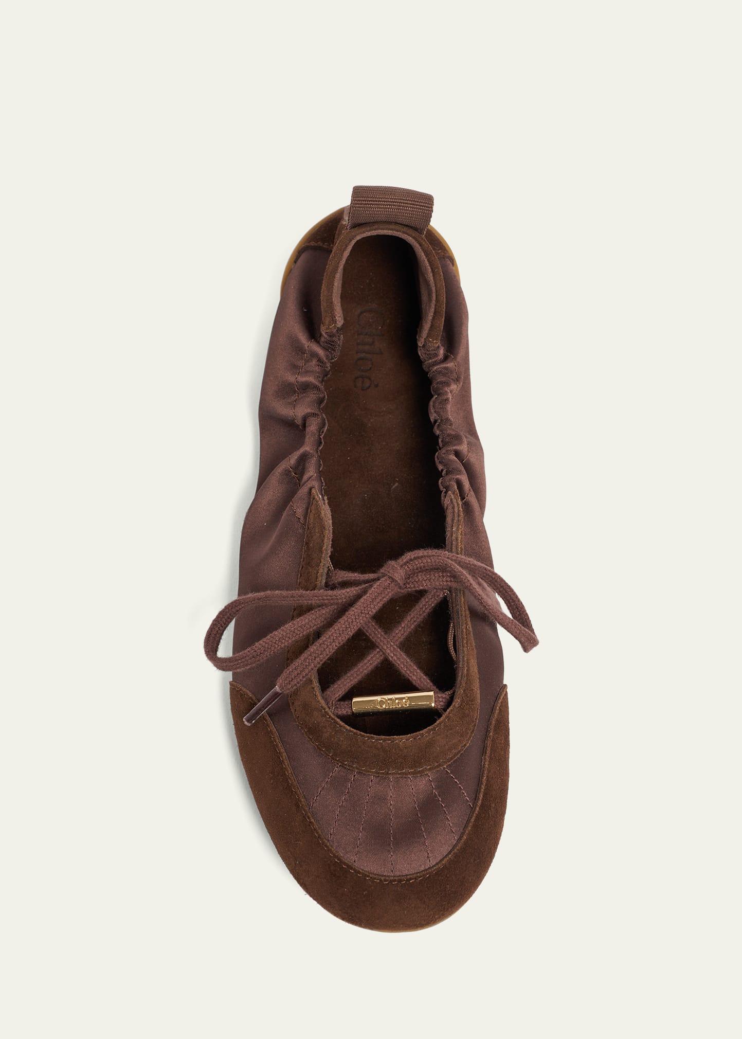 Chloe 馬の刺繍入り黒ベルベットフラットシューズ Chloe Kick Lace-Up Ballerina Flats - Bergdorf Goodman