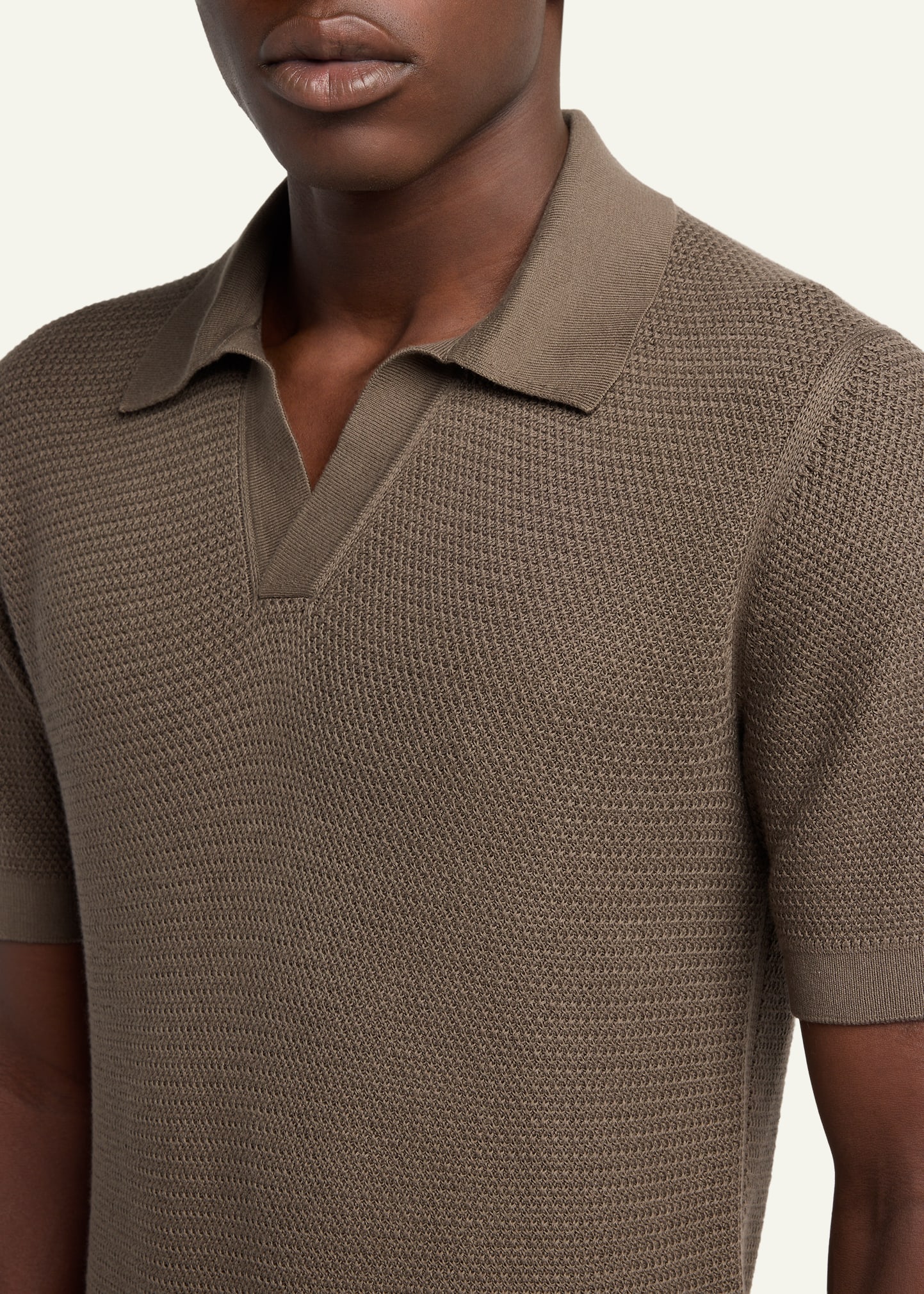 ZEGNA Men's Premium Cotton Knit Johnny Collar Polo Sweater